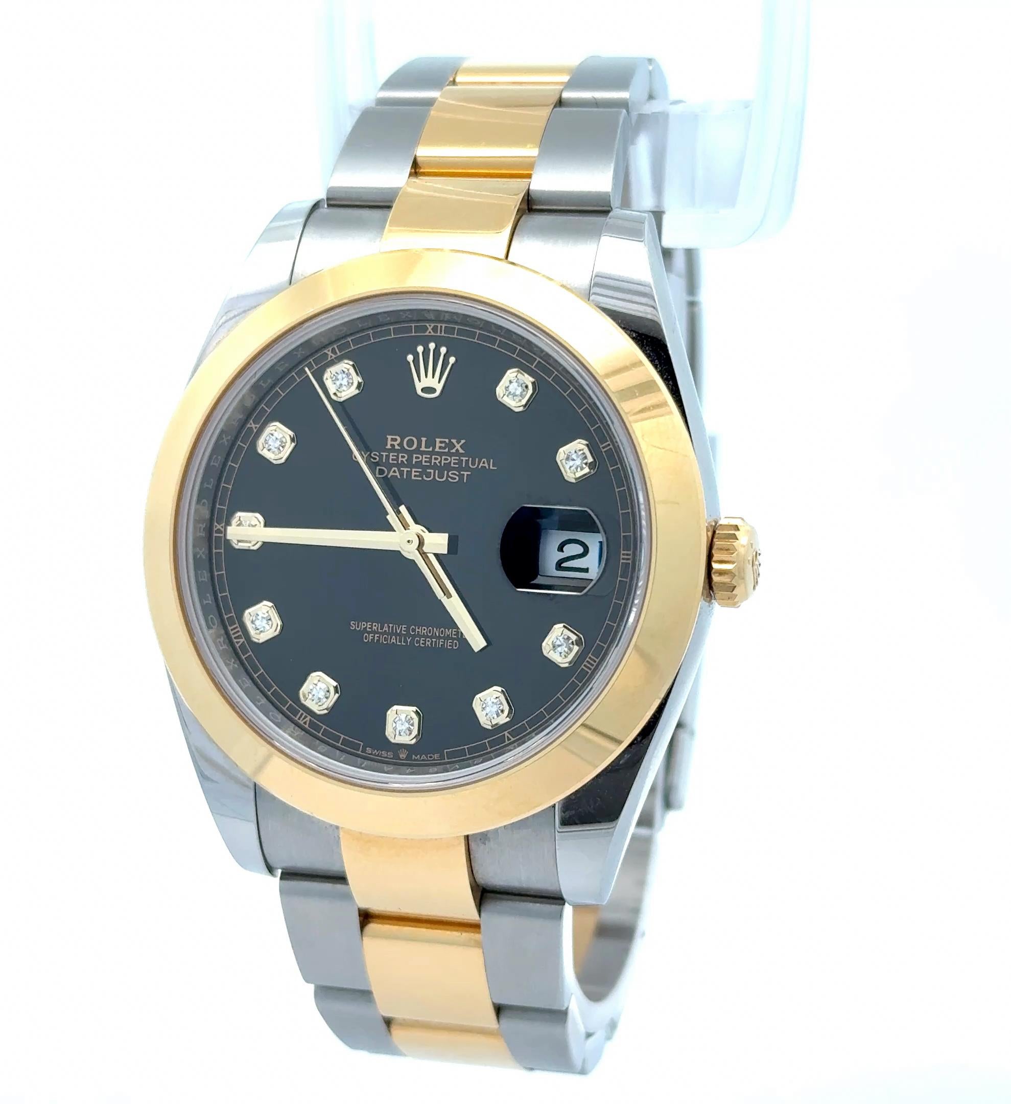 2023 Rolex Datejust 126303 Black Dial Diamond Indices Two Tone Oyster