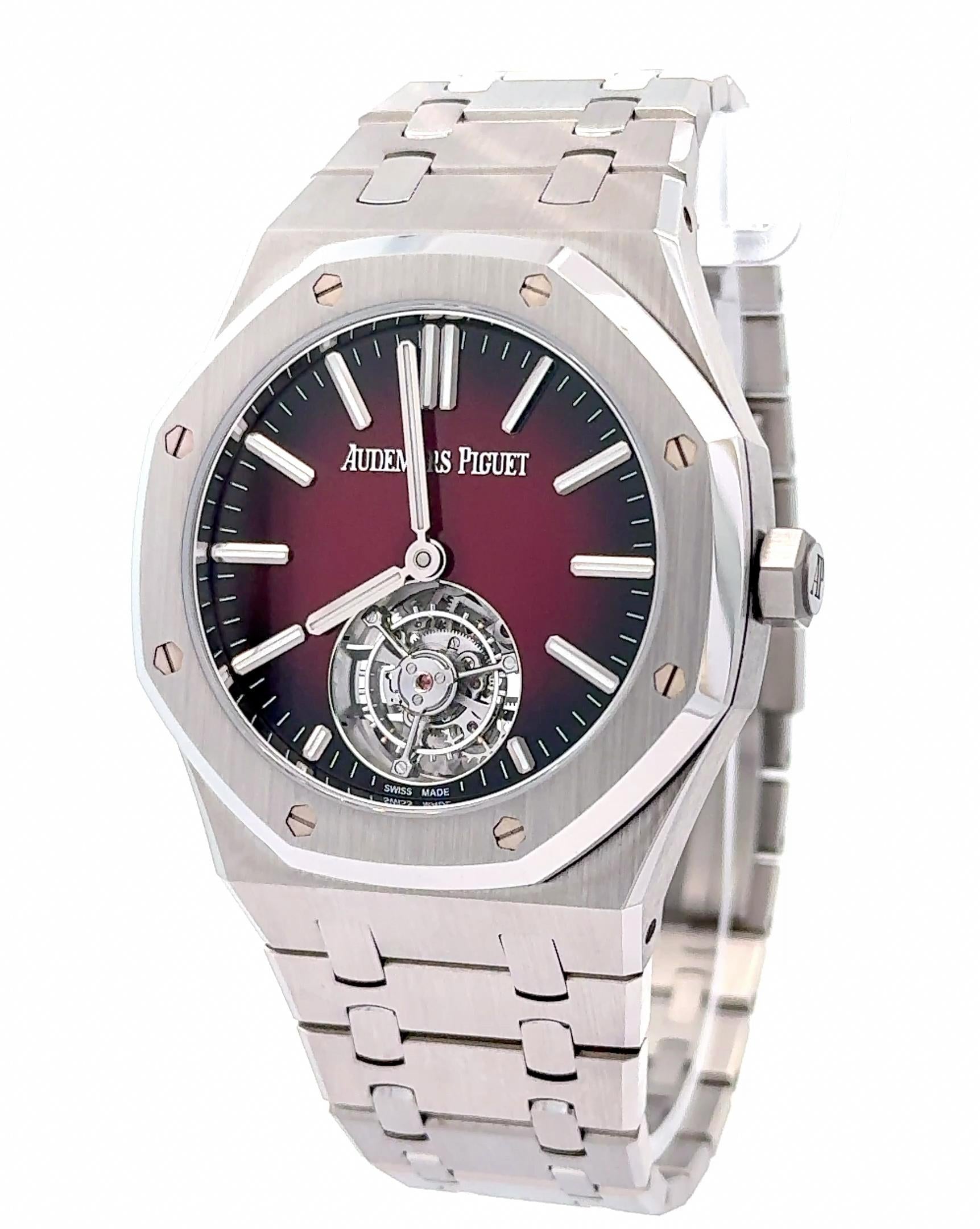 Audemars Piguet Royal Oak Flying Tourbillon Red Burgundy Stainless Watch