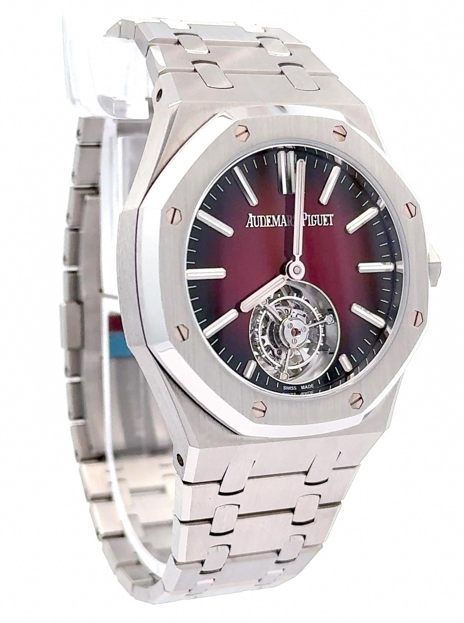 Audemars Piguet Royal Oak Flying Tourbillon Red Burgundy Stainless Watch
