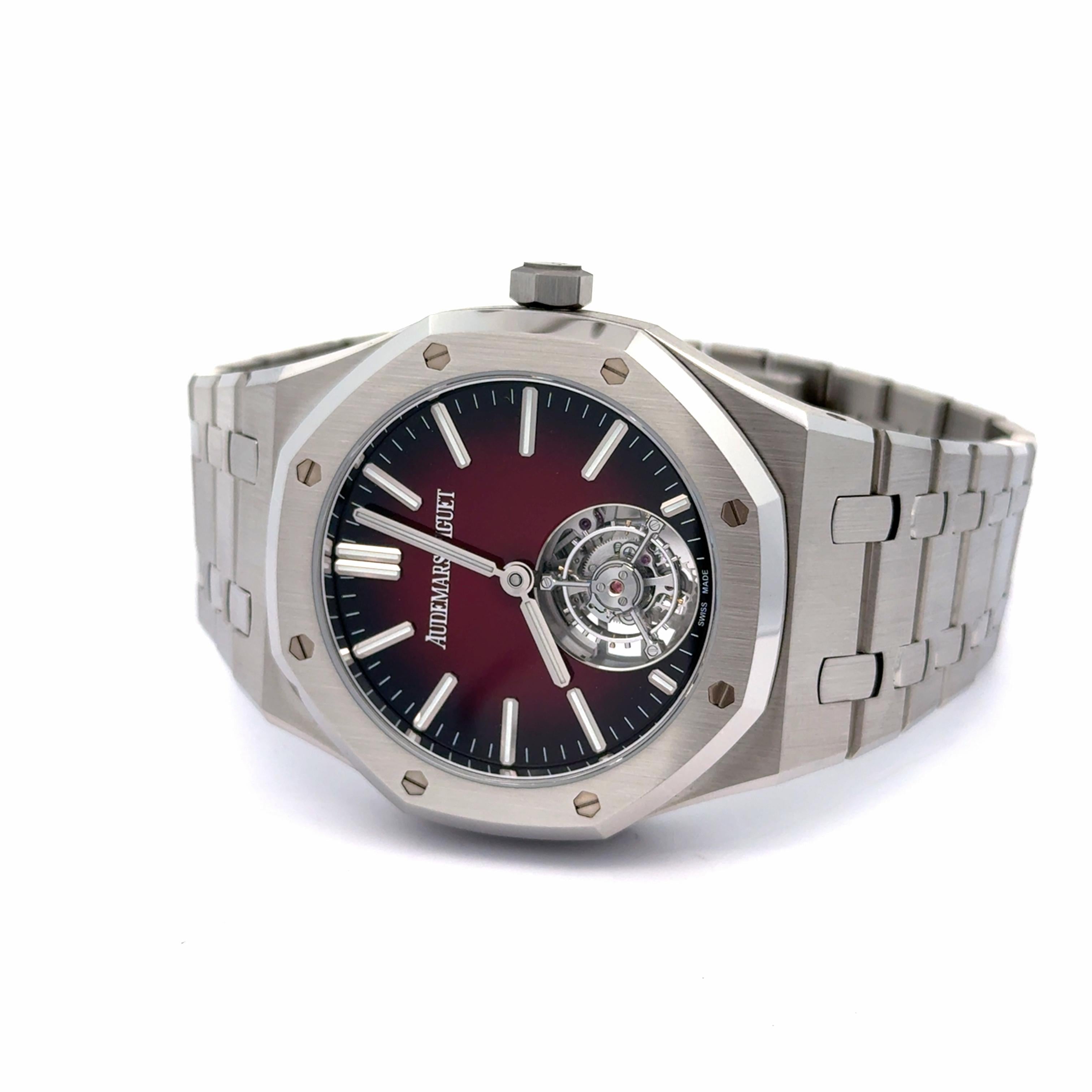 Audemars Piguet Royal Oak Flying Tourbillon Red Burgundy Stainless Watch
