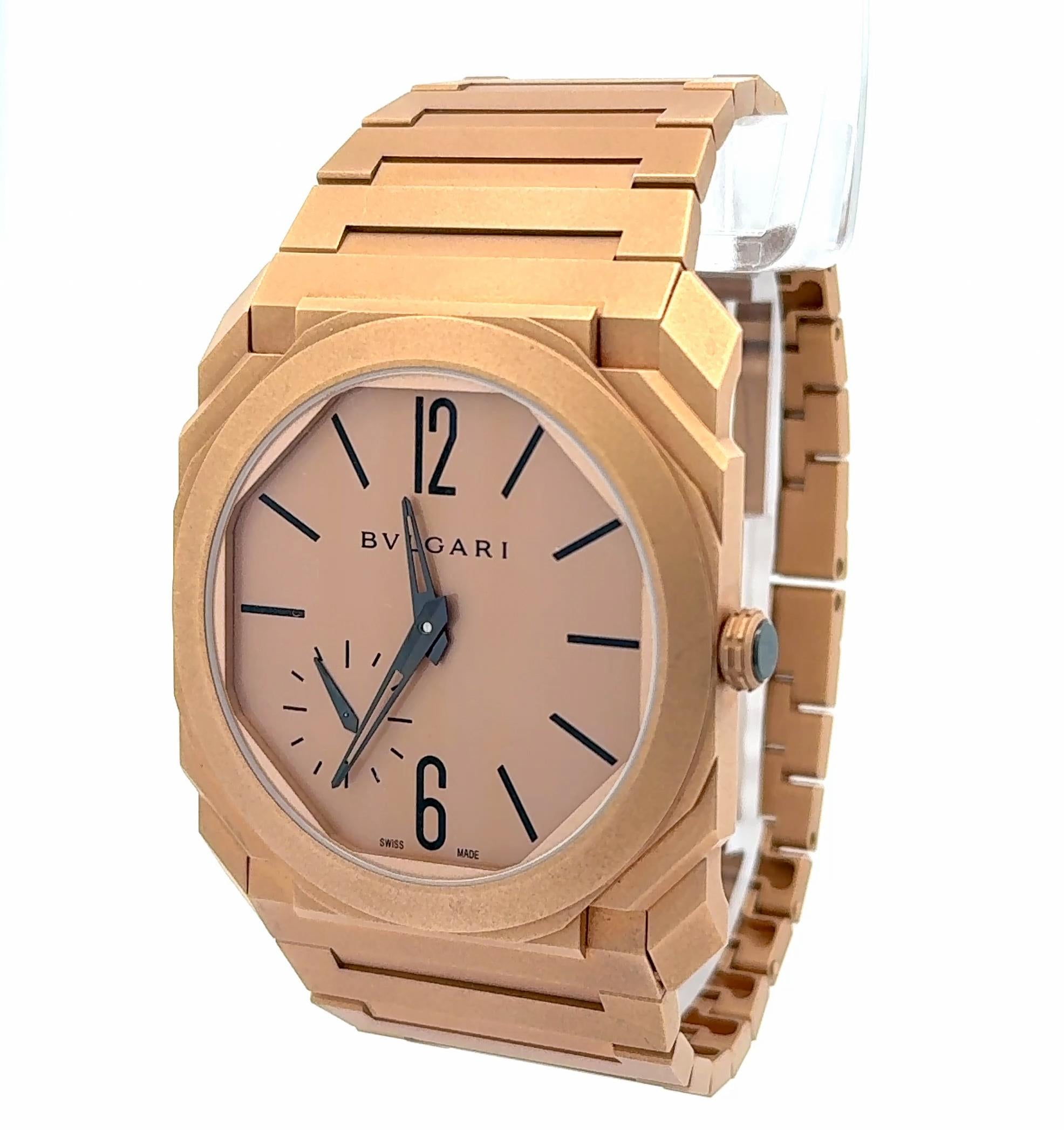 2019 Bulgari Octo Finissimo 18k Gold PO0368 Salmon Dial Watch w/ Box and Booklet