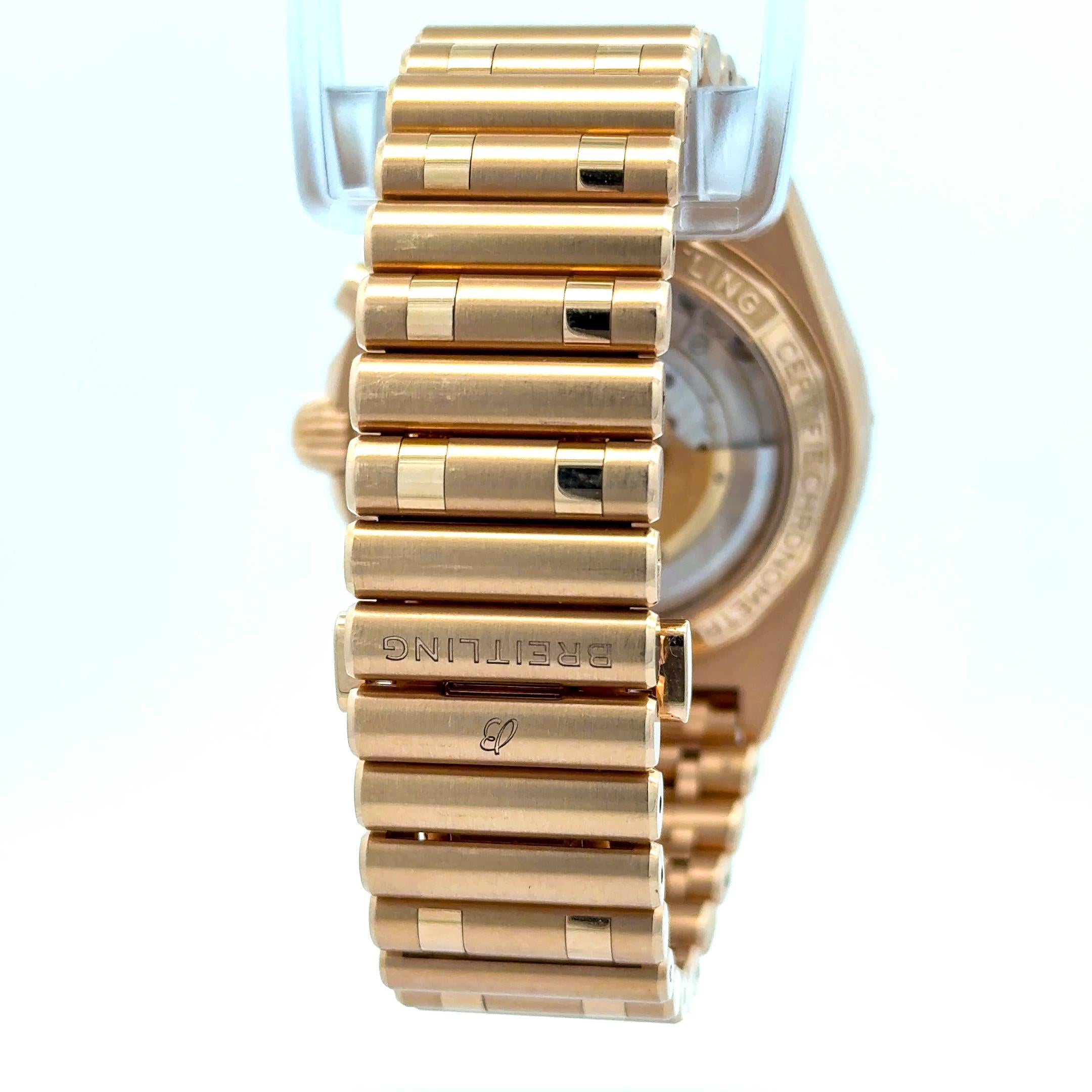 Breitling Chronomat RB0134 42mm 18k Rose Gold Diamond Bezel Lugs Watch w/ Box