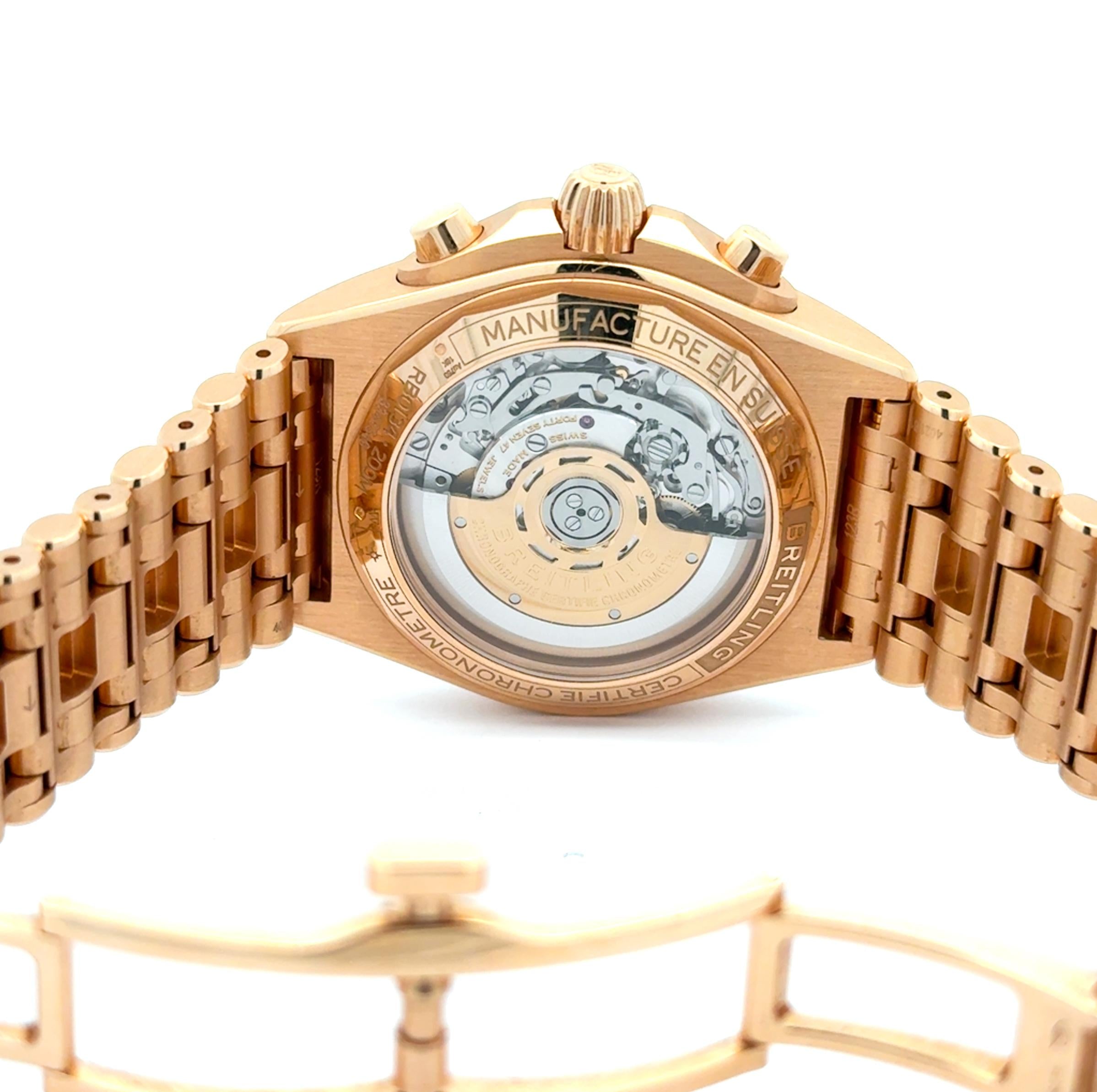 Breitling Chronomat RB0134 42mm 18k Rose Gold Diamond Bezel Lugs Watch w/ Box