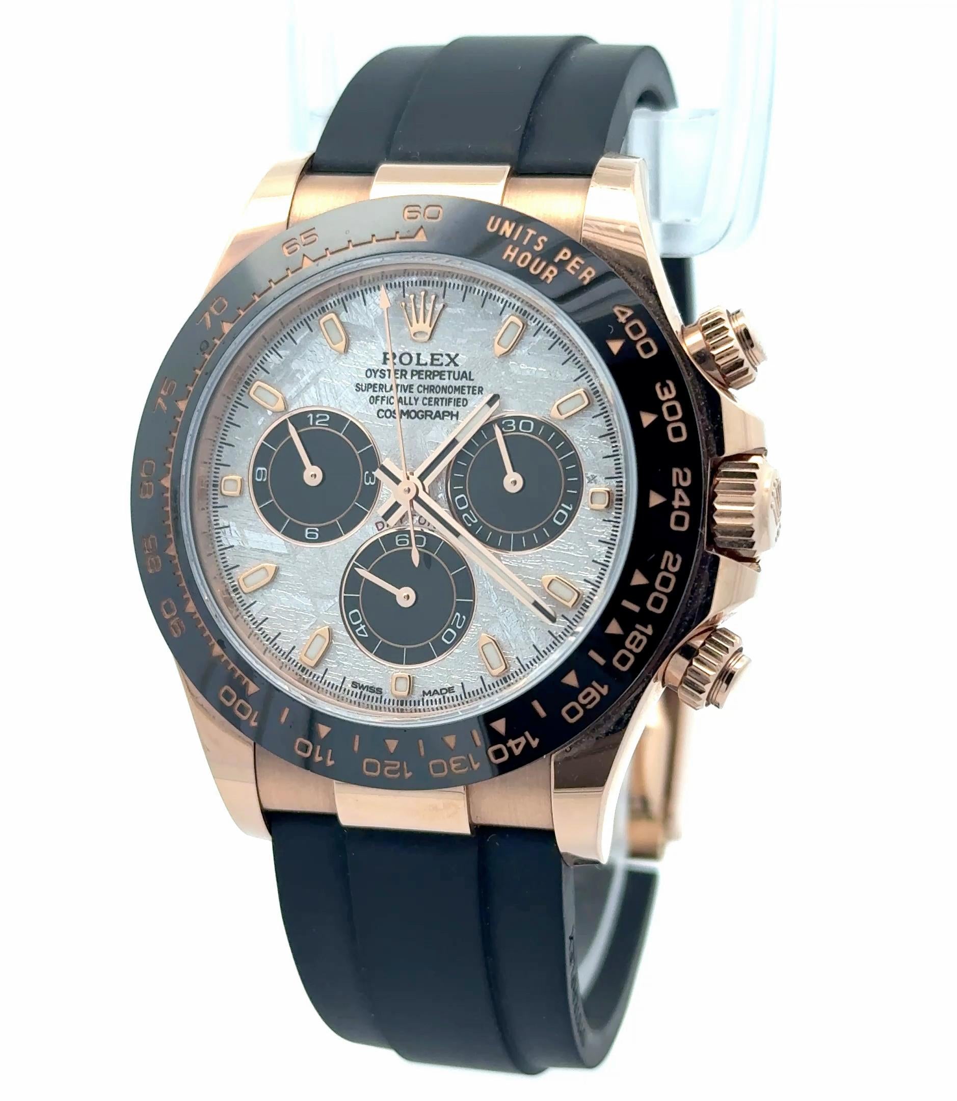 2023 Rolex Daytona 116515LN Meteorite Dial Rose Gold Oysterflex Watch