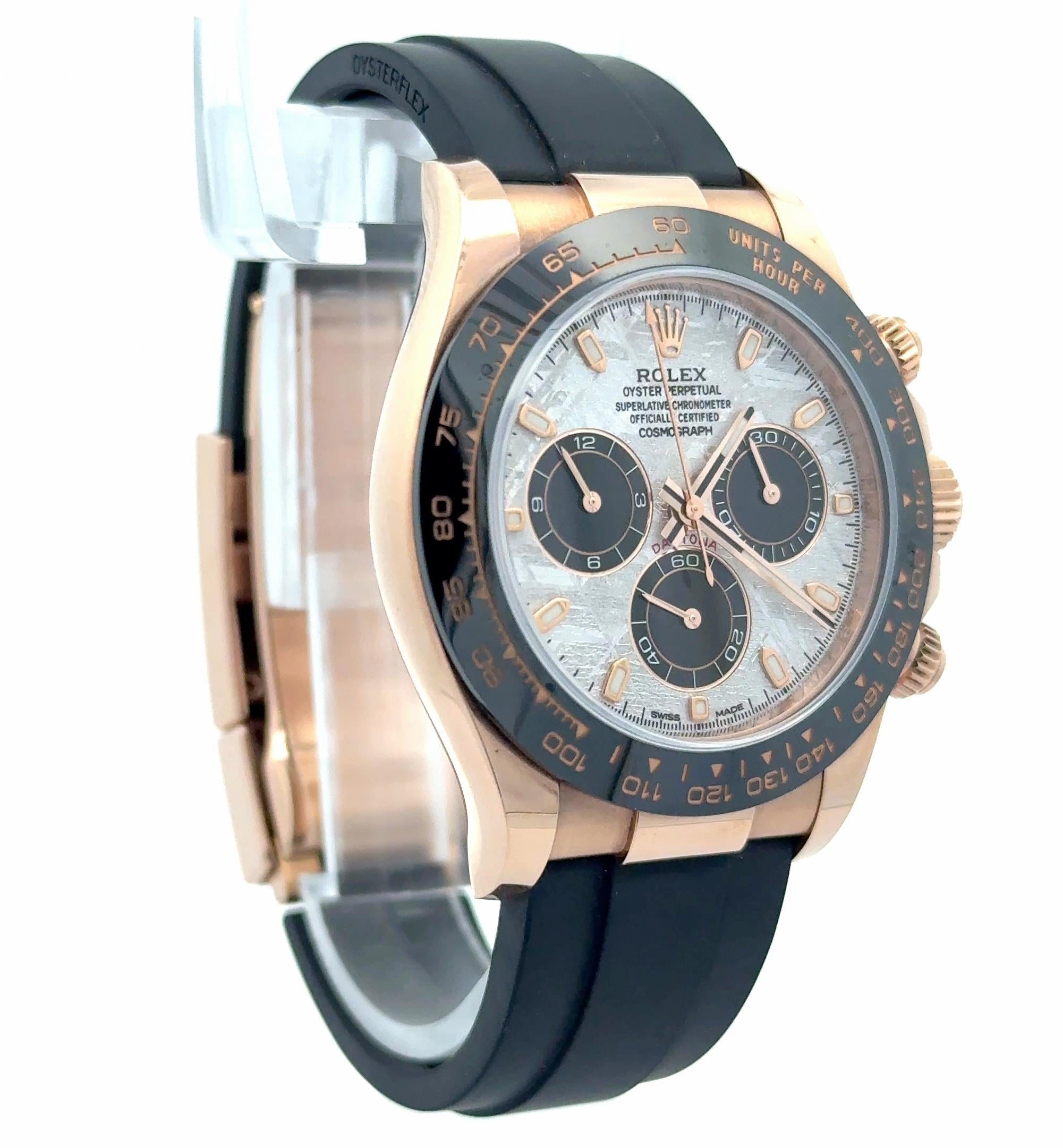 2023 Rolex Daytona 116515LN Meteorite Dial Rose Gold Oysterflex Watch