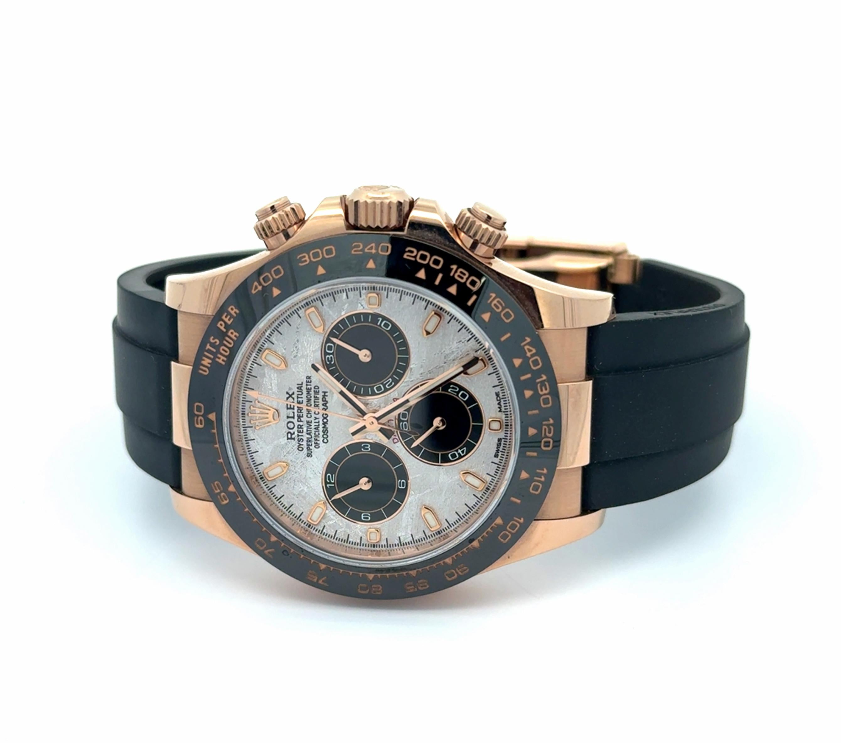 2023 Rolex Daytona 116515LN Meteorite Dial Rose Gold Oysterflex Watch