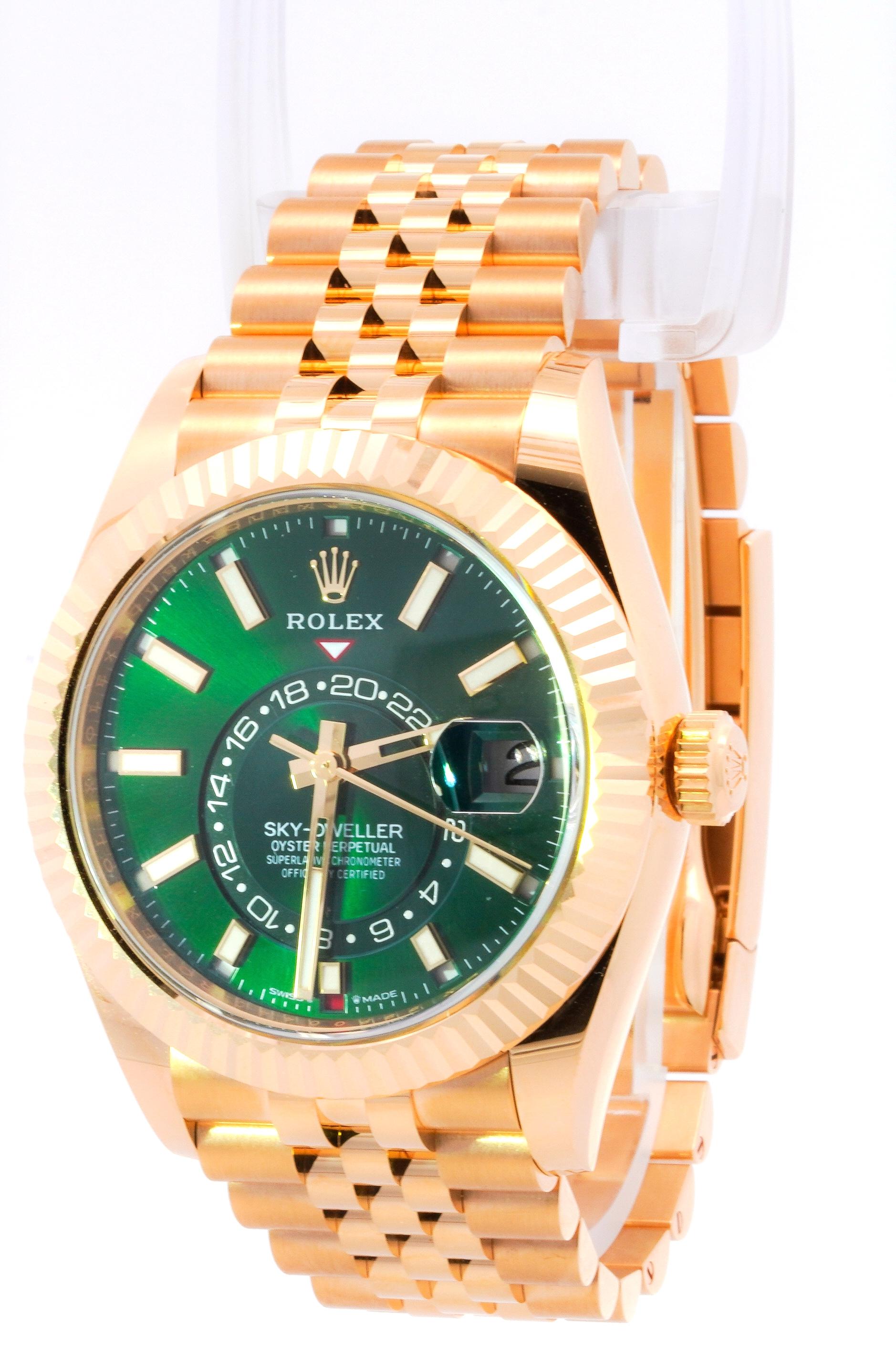 Rolex 2025 Sky-Dweller 336938 Green Dial 42mm 18k Yellow Gold Watch Full Set
