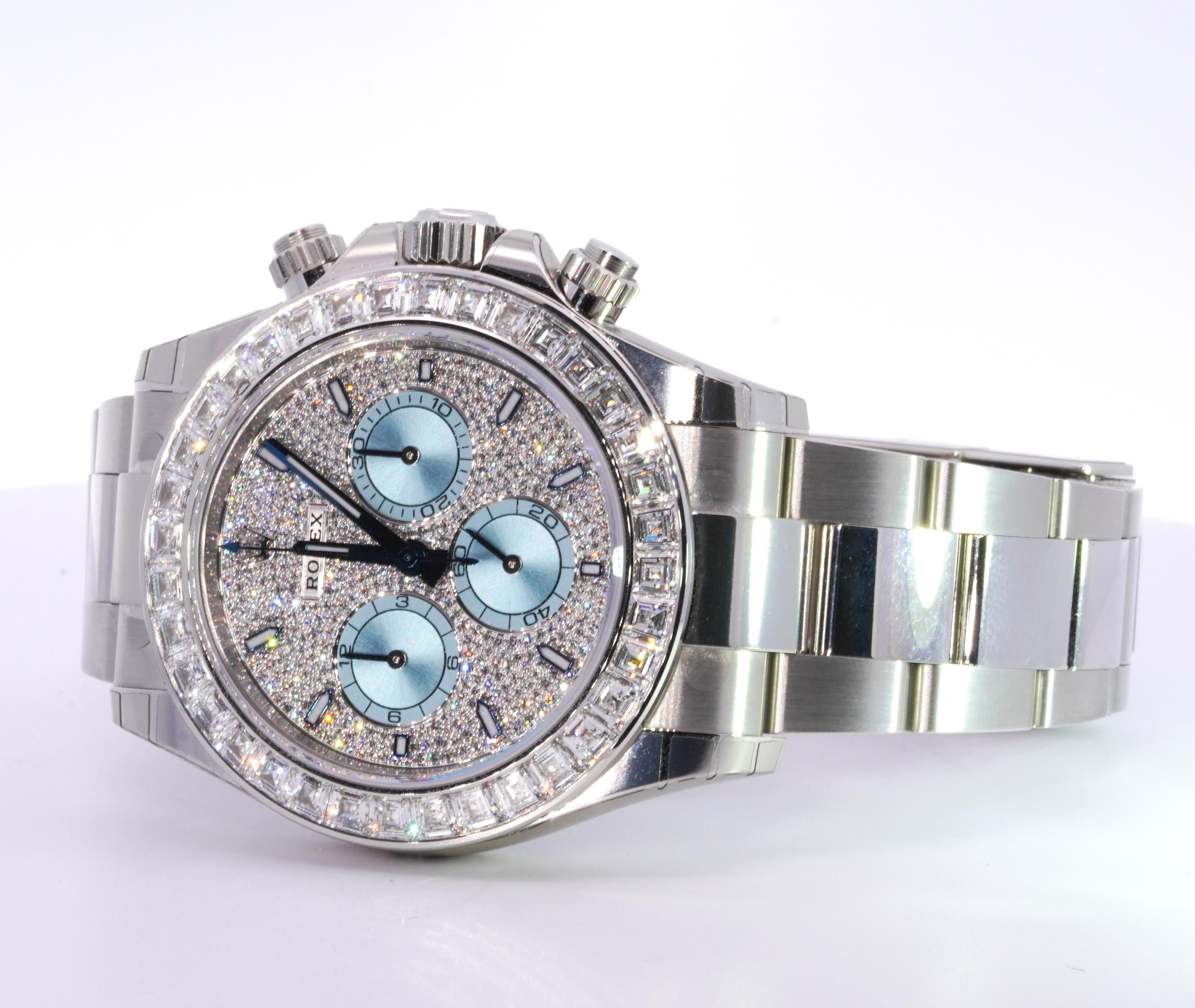 Rolex 2025 Daytona 126576TBR Diamond Ice Dial and Bezel Platinum Watch FULL SET