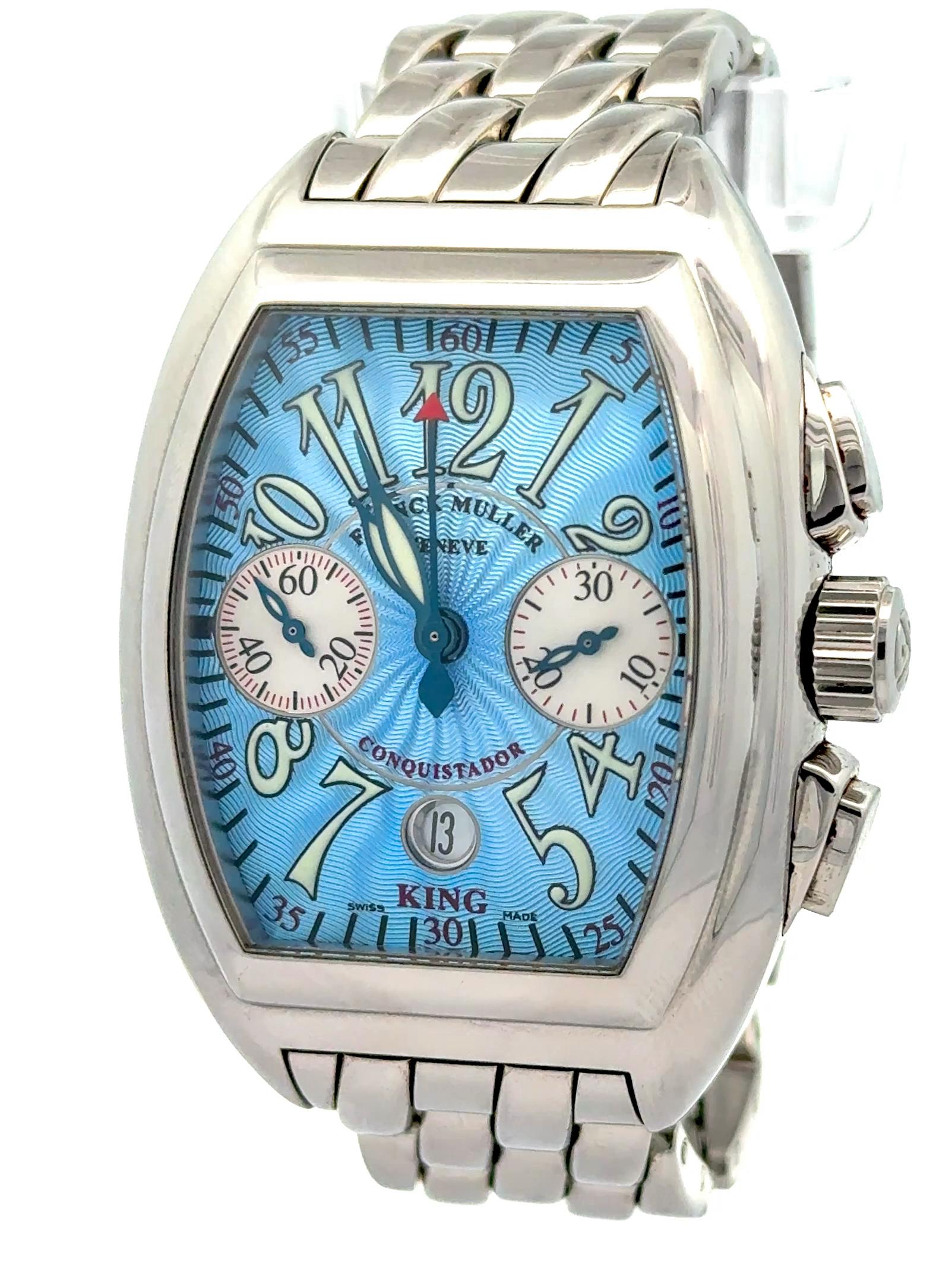 Franck Muller Conquistador King Chronograph 8005CC Stainless Blue Dial Watch