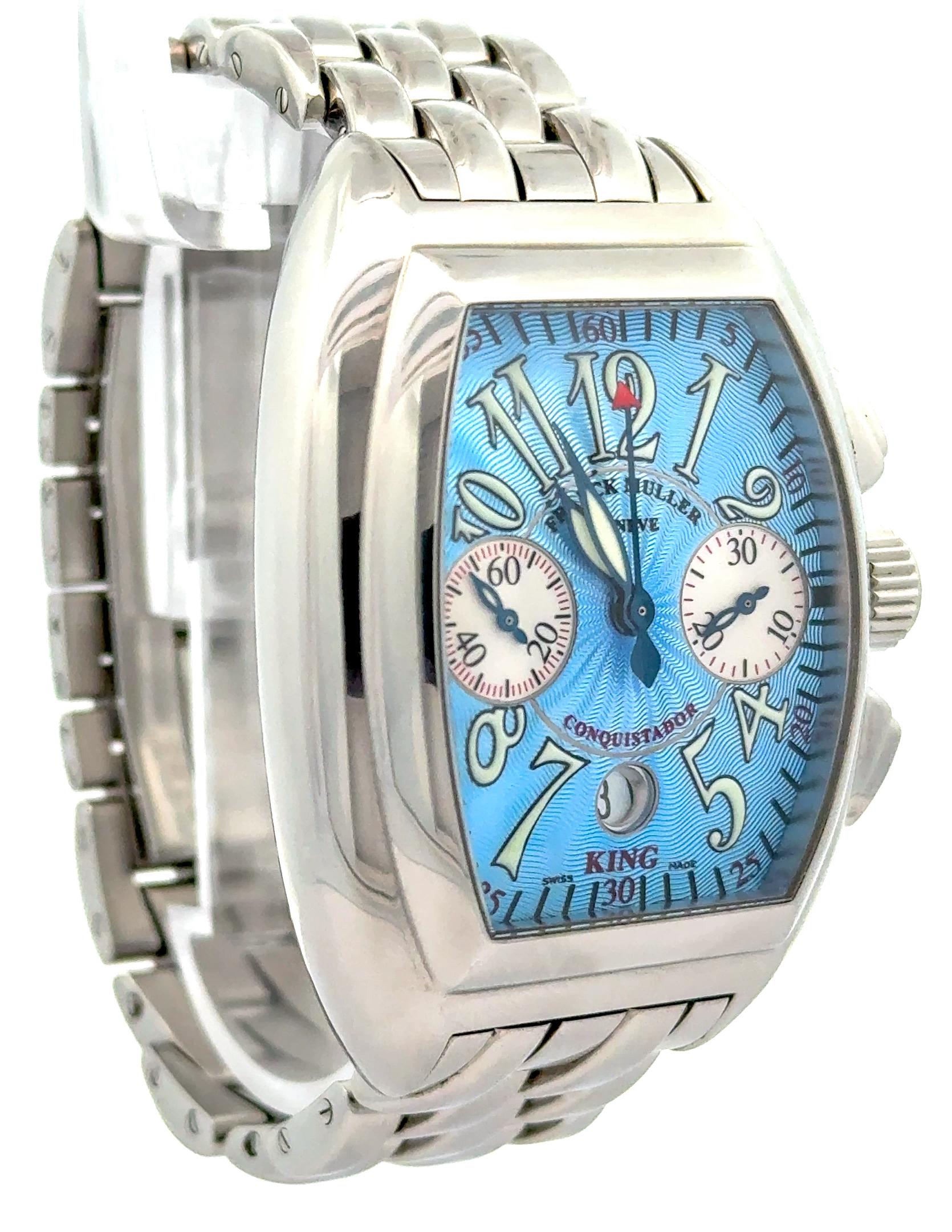 Franck Muller Conquistador King Chronograph 8005CC Stainless Blue Dial Watch