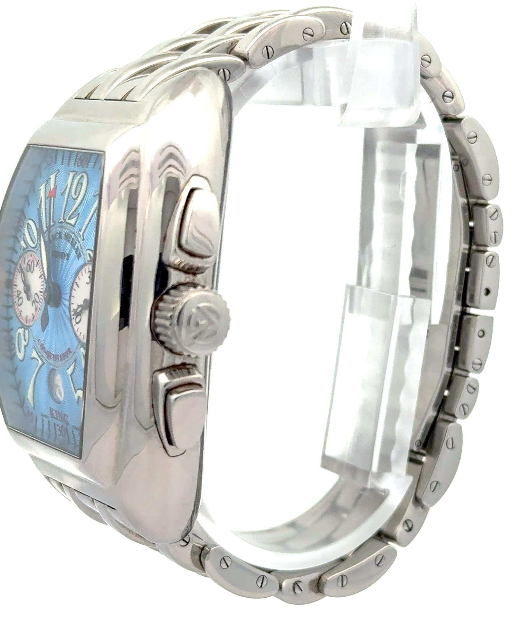 Franck Muller Conquistador King Chronograph 8005CC Stainless Blue Dial Watch
