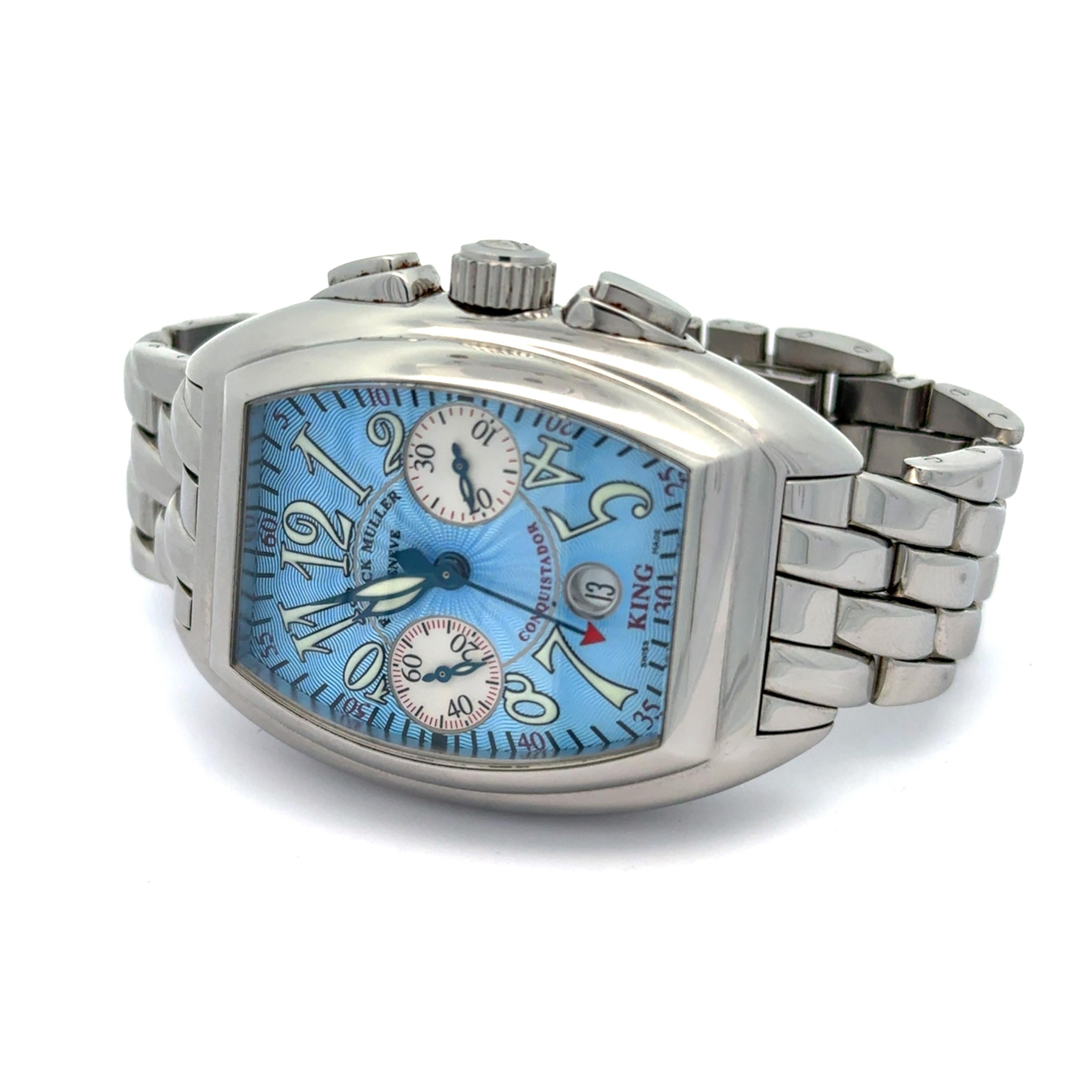Franck Muller Conquistador King Chronograph 8005CC Stainless Blue Dial Watch