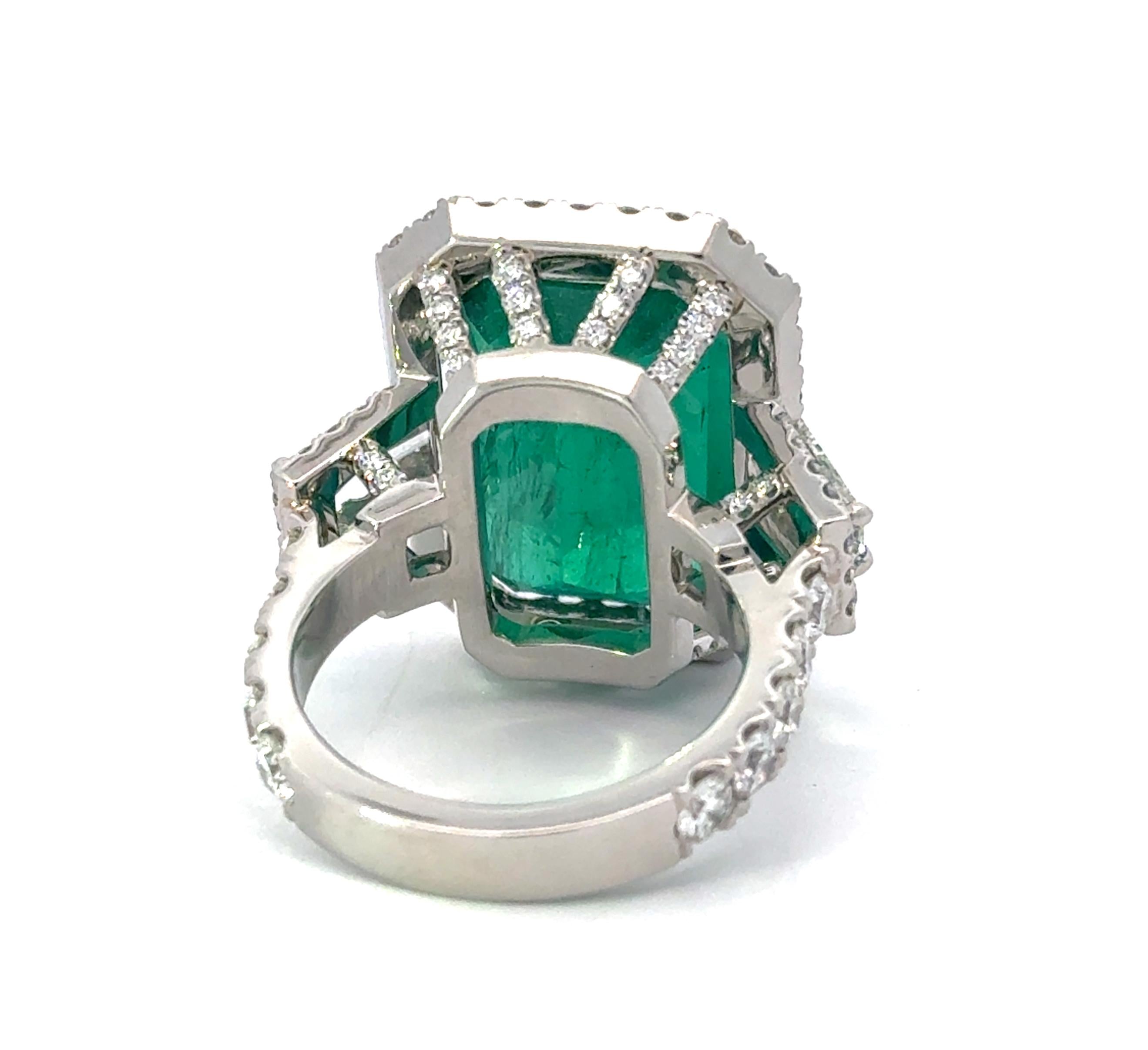 Platinum 18.38ct Emerald and 3.25ct Diamond VS/G Jumbo Cocktail Ring Size 6.25