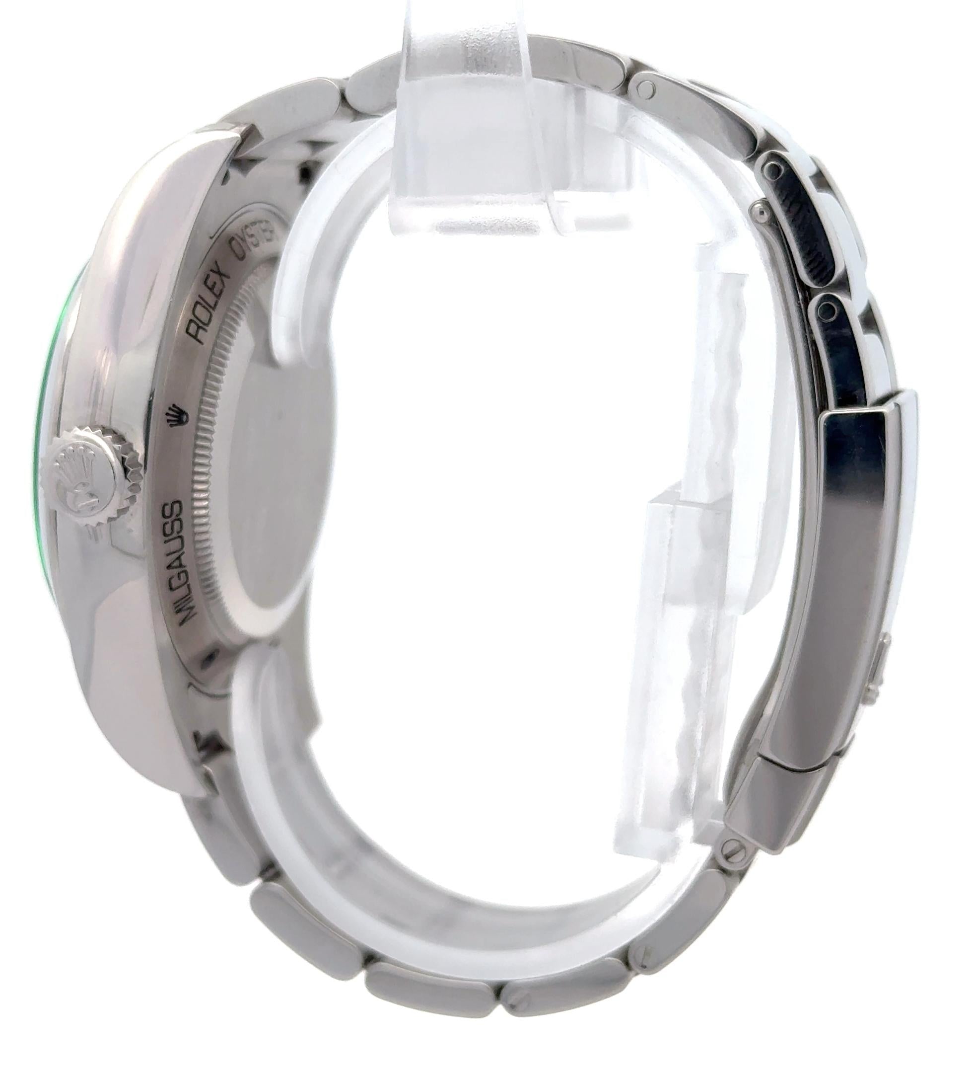 Rolex Milgauss 2021 Green Crystal 116400GV Watch w/ Card and Extra Link