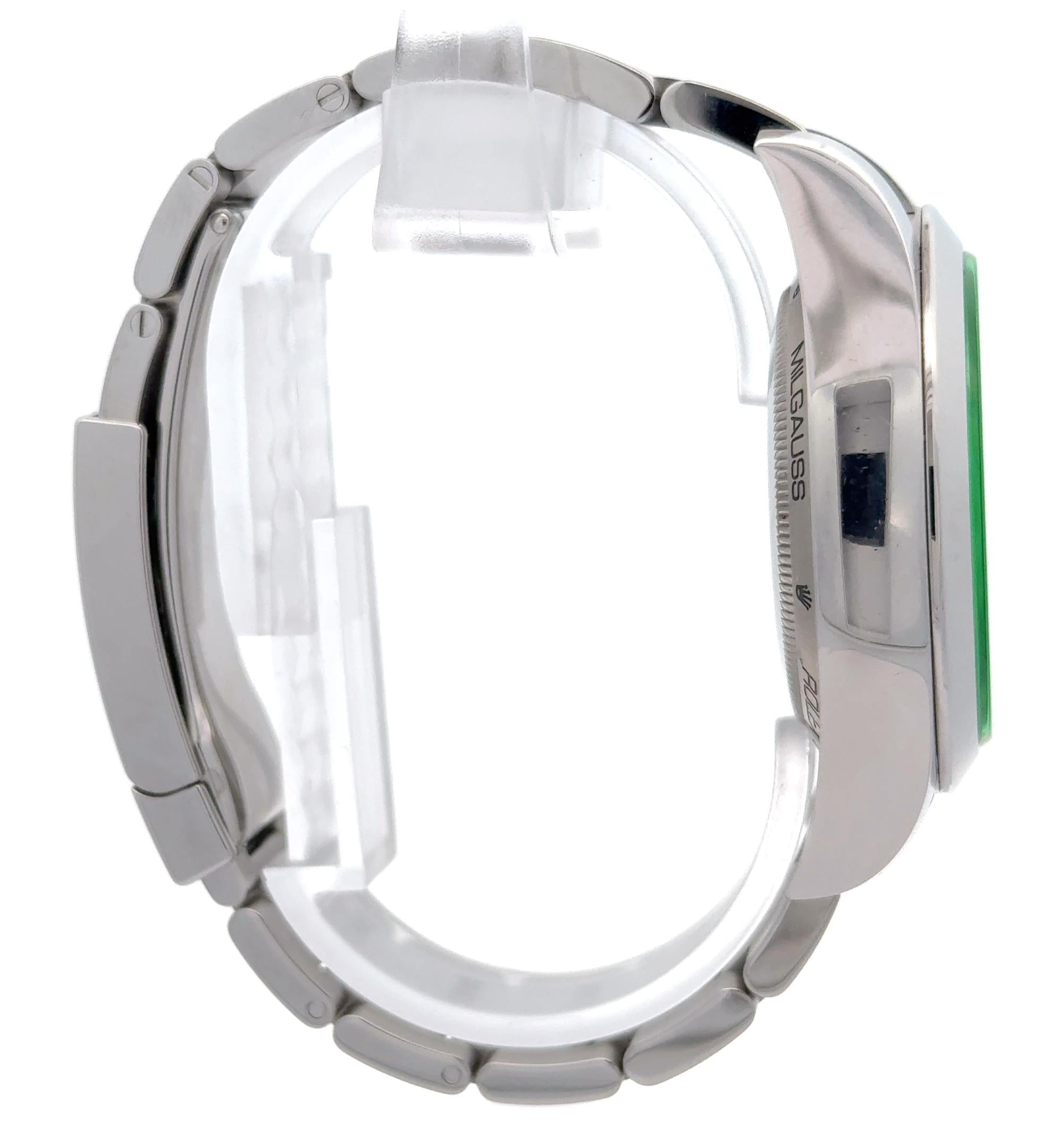 Rolex Milgauss 2021 Green Crystal 116400GV Watch w/ Card and Extra Link