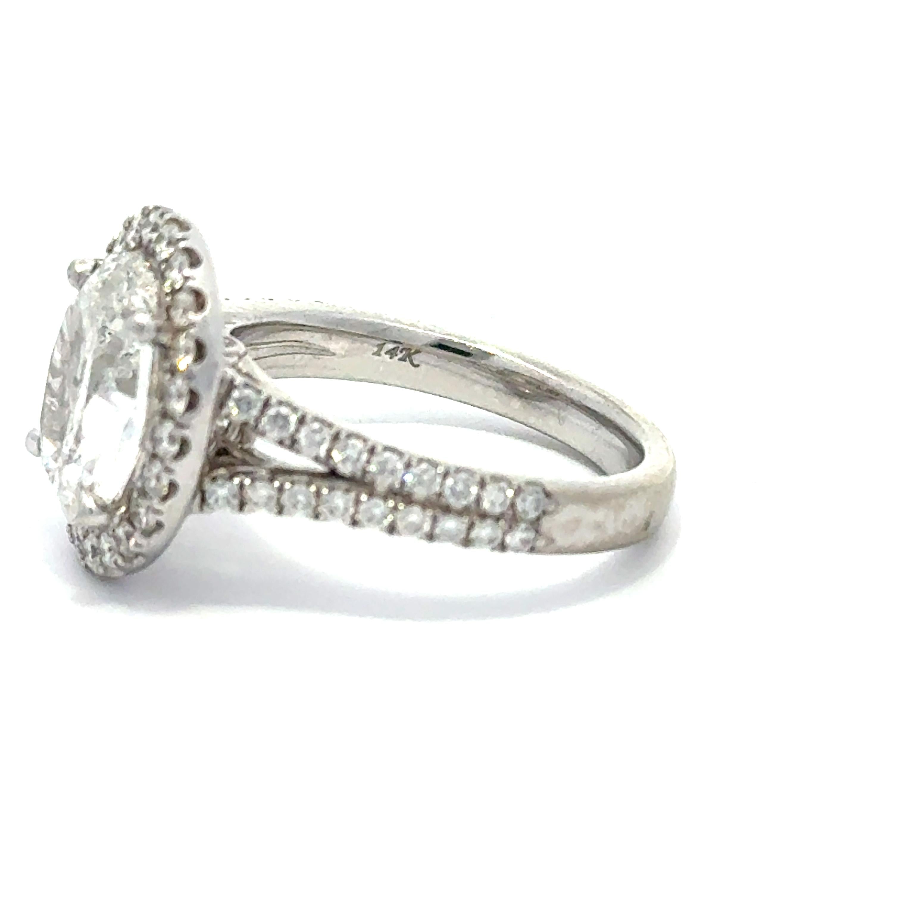 GIA Certified 3.02ct Oval Diamond 14k White Gold Engagement Ring Size 6.5