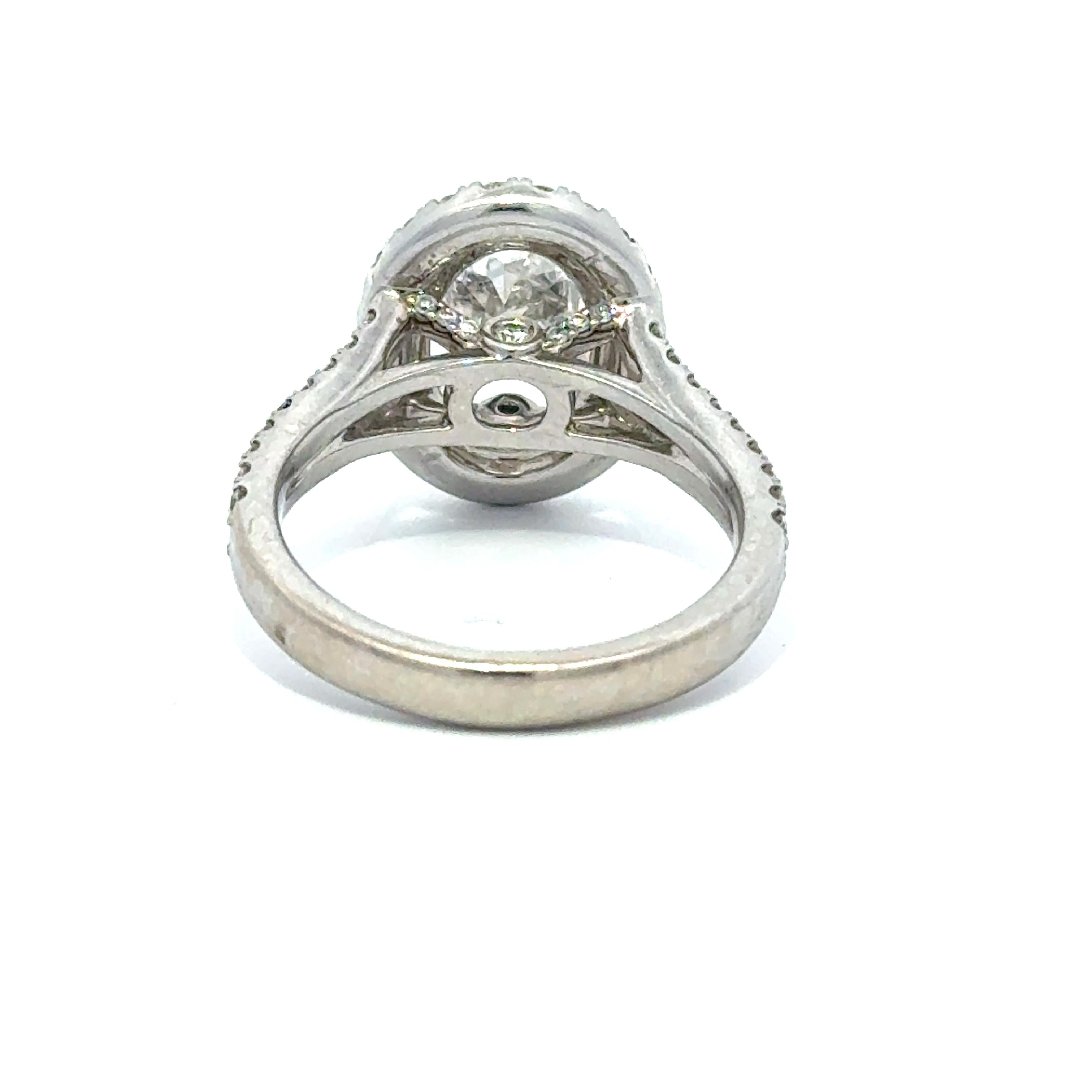 GIA Certified 3.02ct Oval Diamond 14k White Gold Engagement Ring Size 6.5