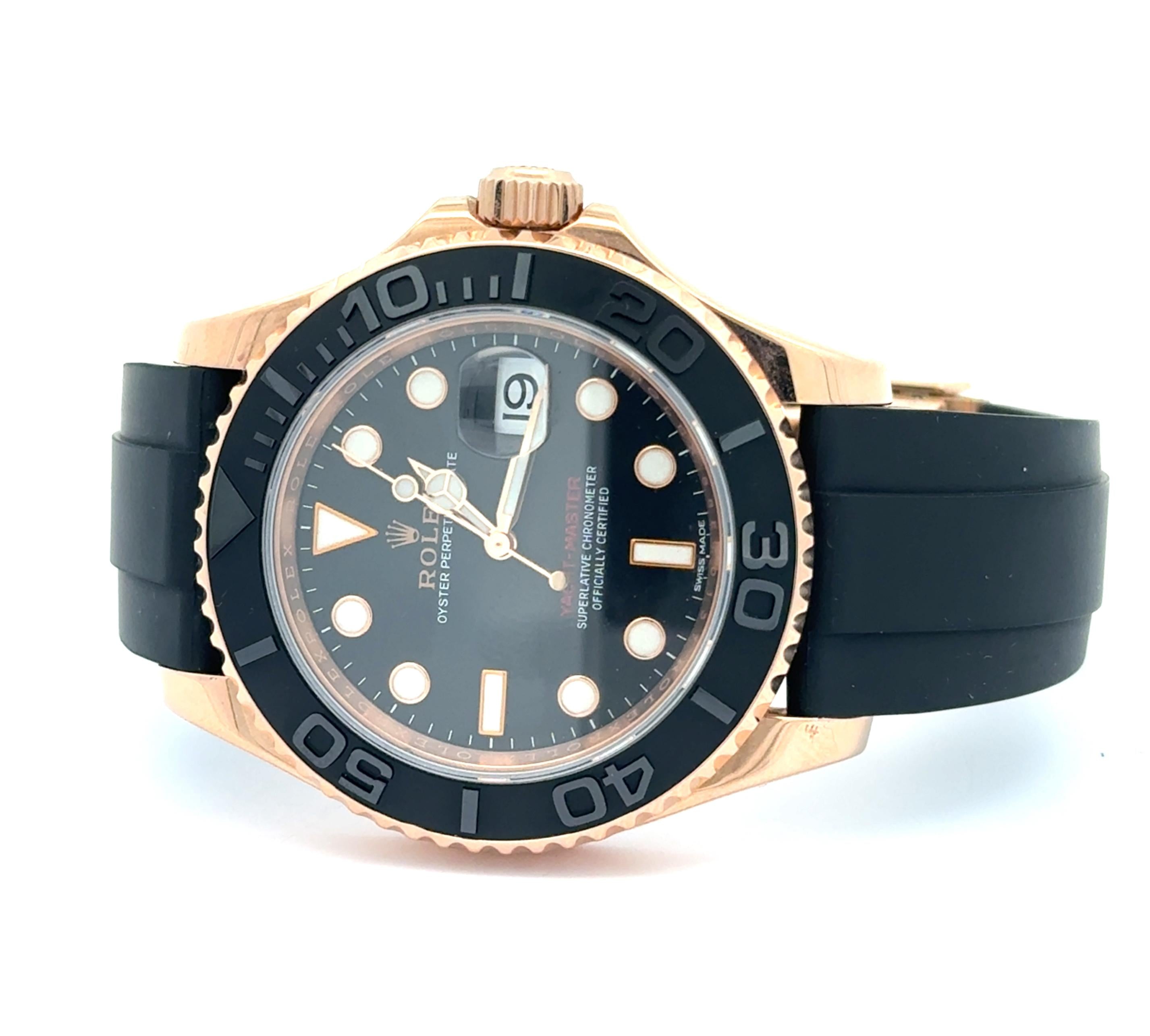 Rolex 2016 Yacht-Master 116655 18k Rose Gold Oysterflex Watch w/ Box and Papers