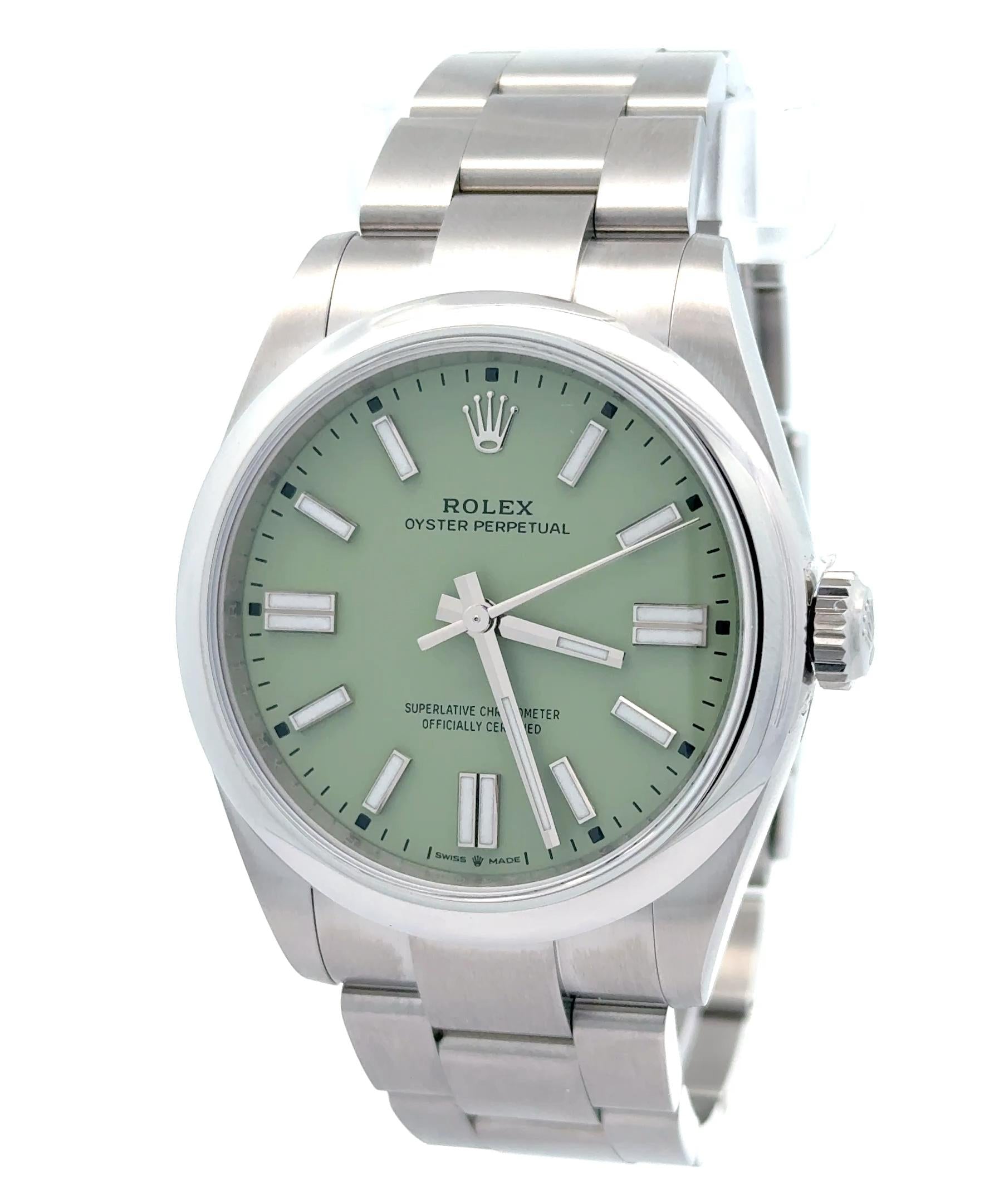 Rolex 2025 Oyster Perpetual 134300 41mm Pistachio Dial Watch w/ Box and Papers
