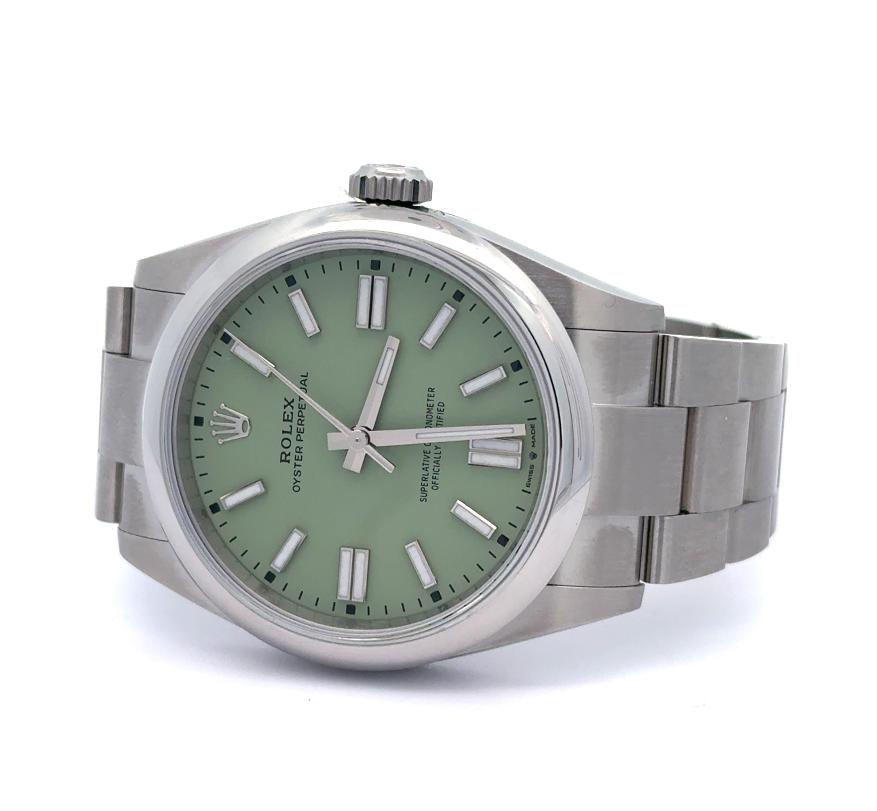 Rolex 2025 Oyster Perpetual 134300 41mm Pistachio Dial Watch w/ Box and Papers