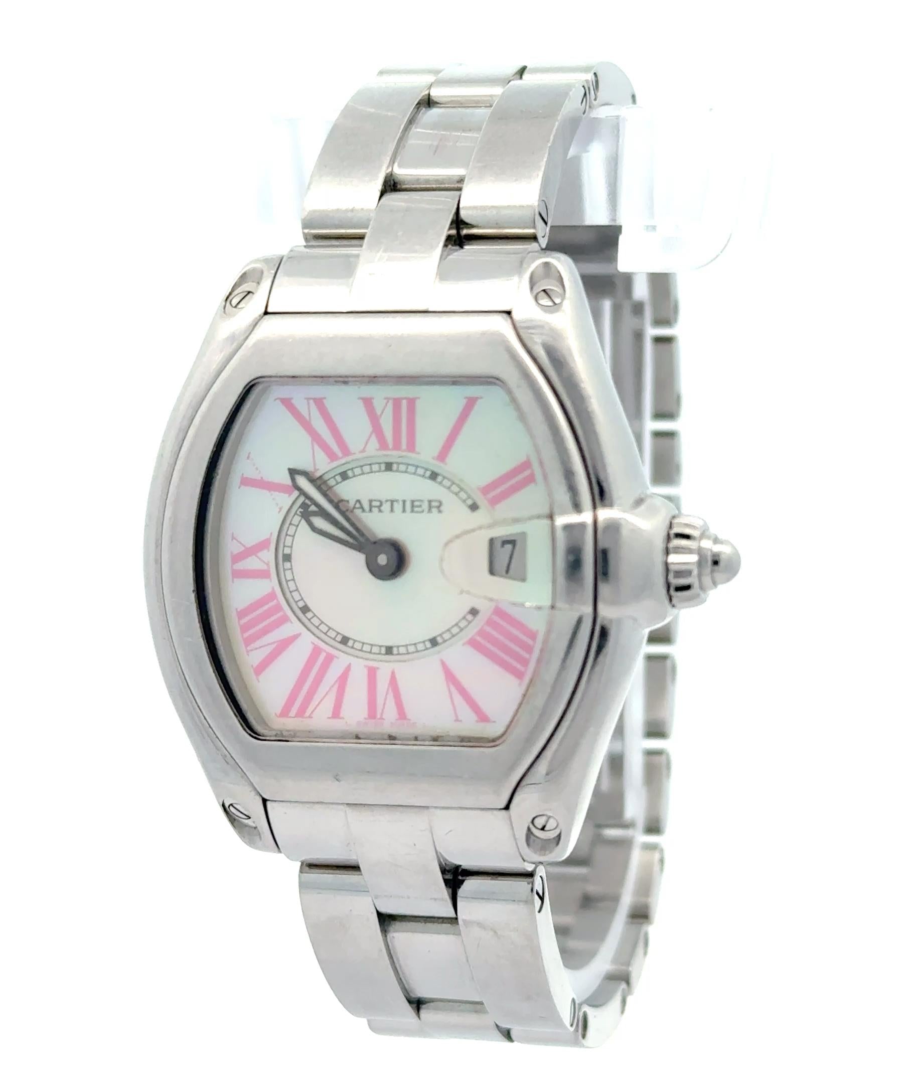 Cartier Roadster W6206006 32mm Mother of Pearl Dial Stainless Steel Quartz Watch