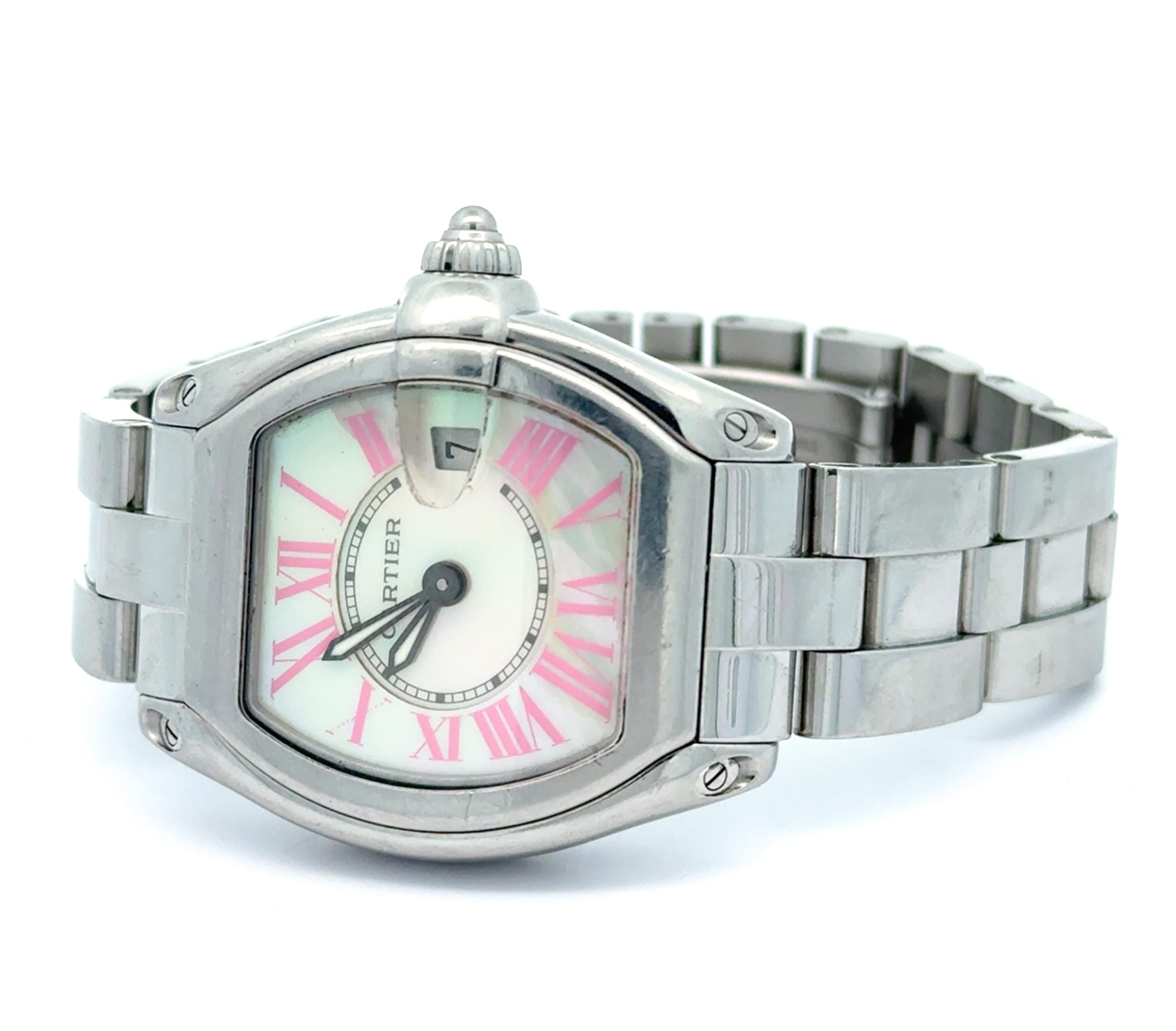 Cartier Roadster W6206006 32mm Mother of Pearl Dial Stainless Steel Quartz Watch