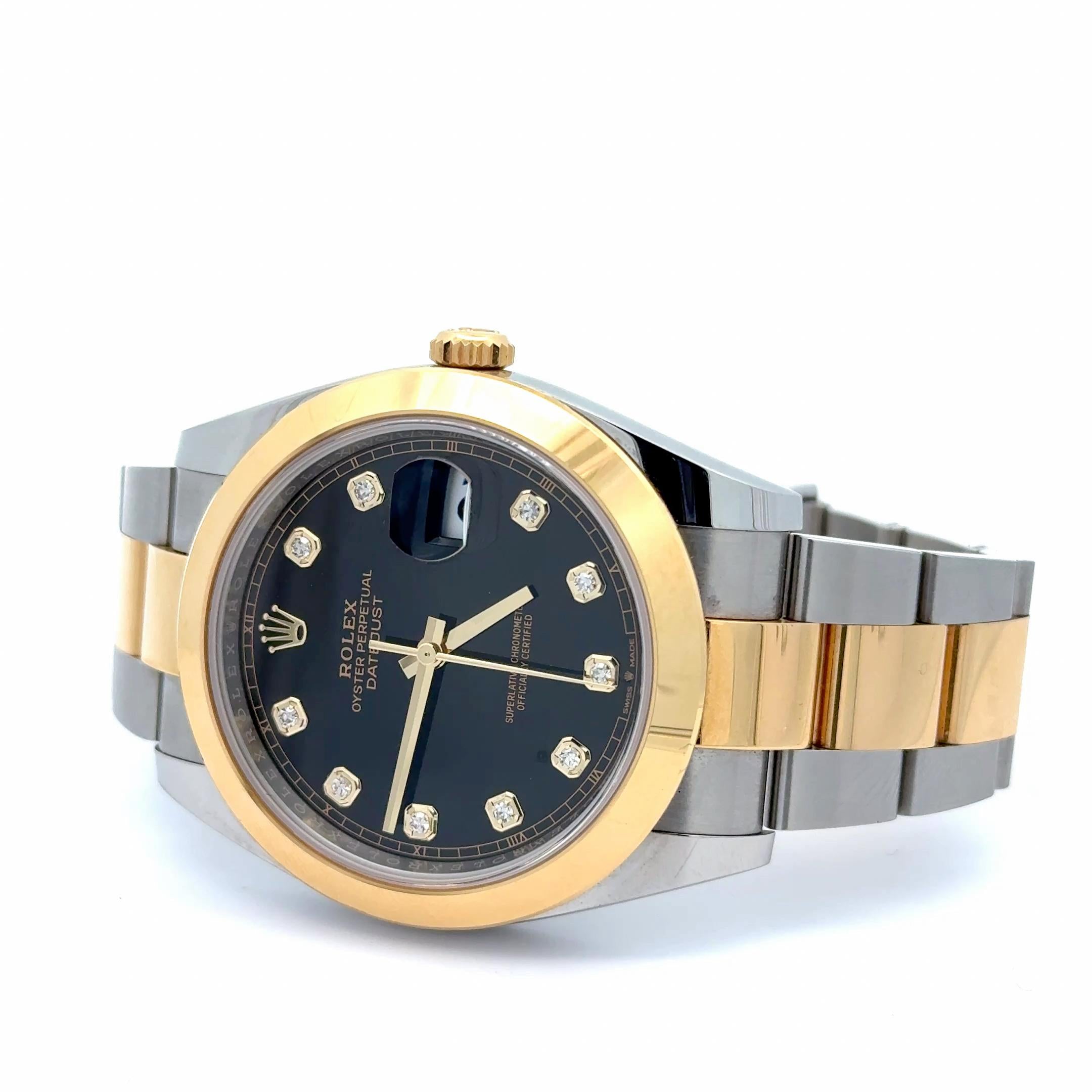 2023 Rolex Datejust 126303 Black Dial Diamond Indices Two Tone Oyster Watch