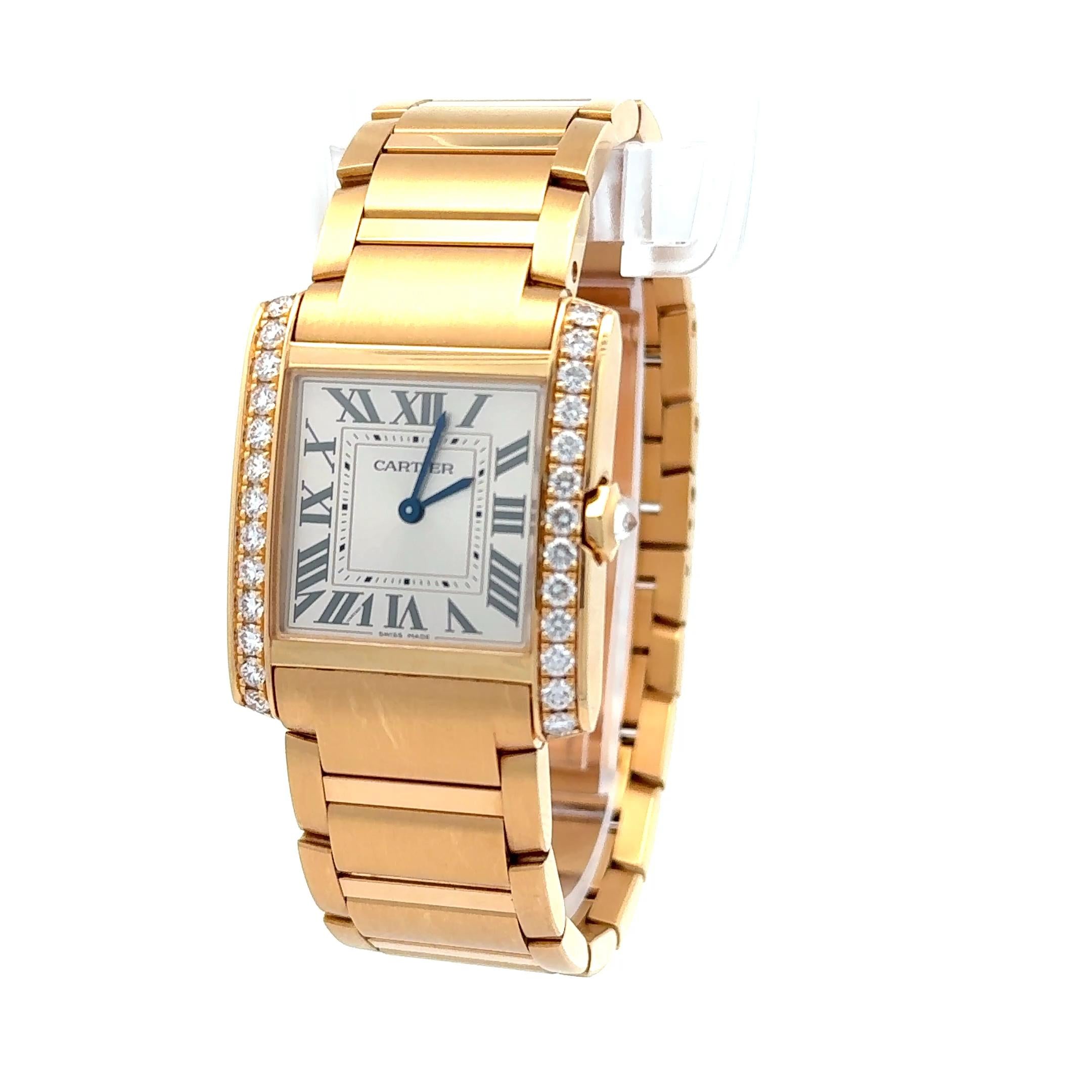 Cartier Tank 4456 Francaise 18k Yellow Gold And Diamond Watch
