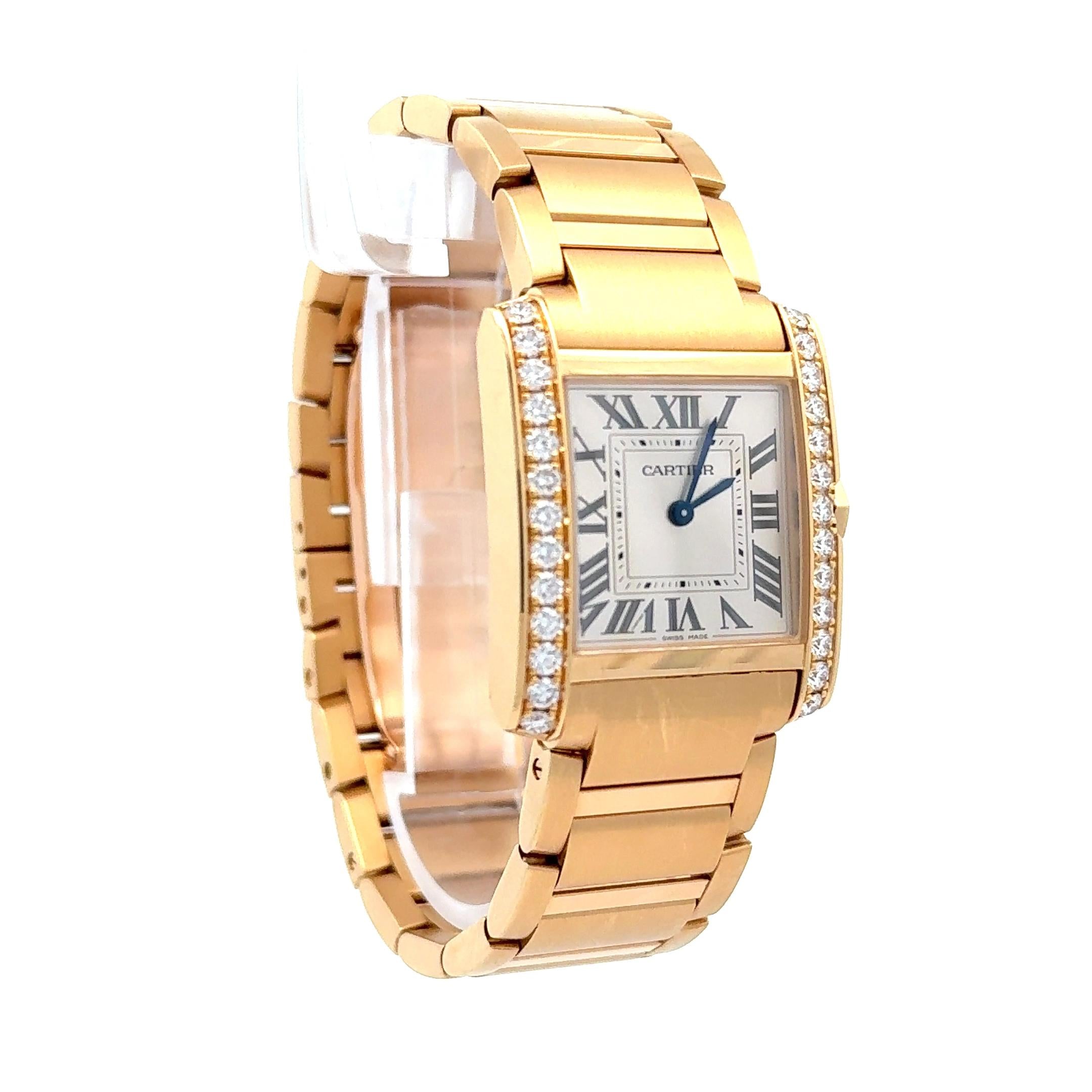 Cartier Tank 4456 Francaise 18k Yellow Gold And Diamond Watch