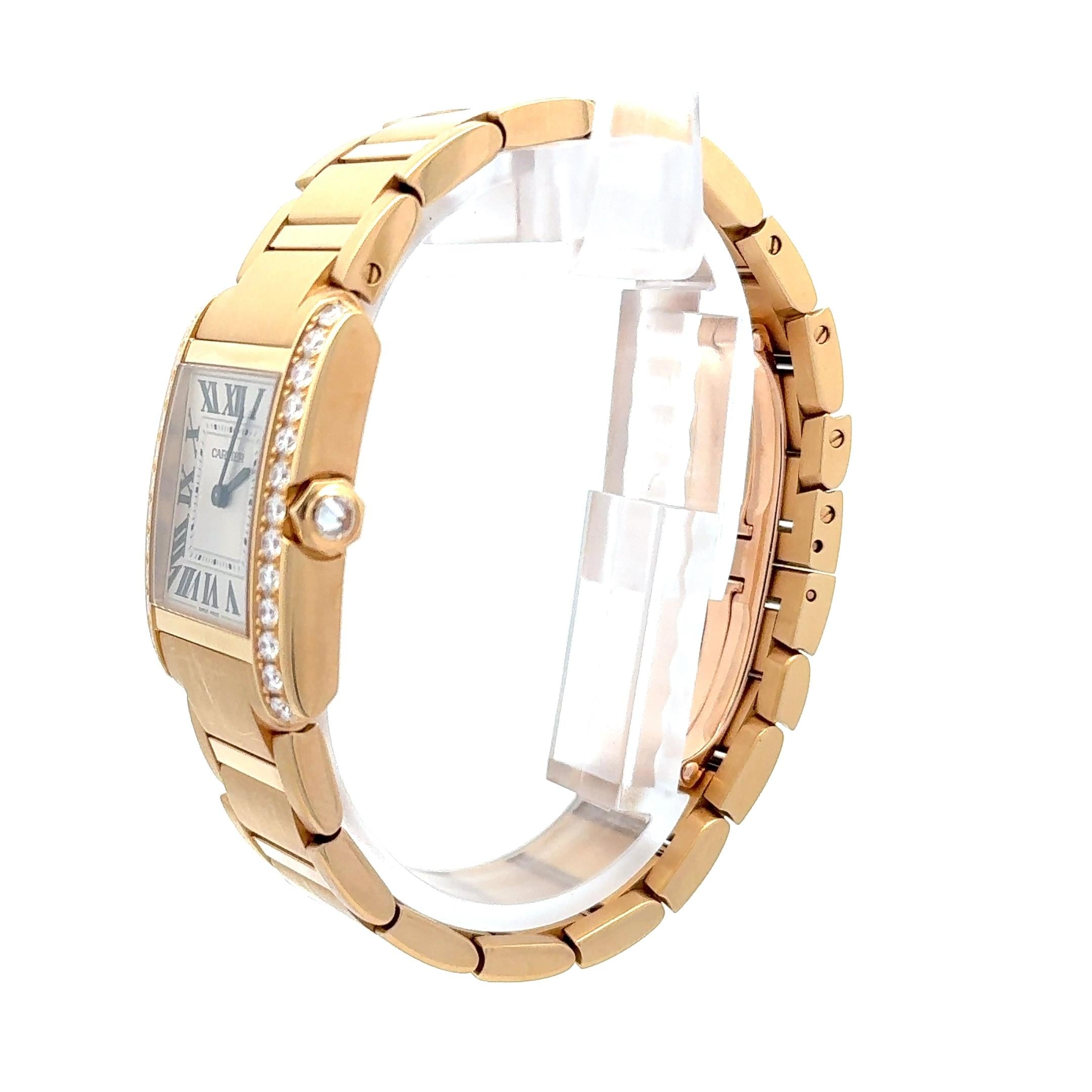 Cartier Tank 4456 Francaise 18k Yellow Gold And Diamond Watch