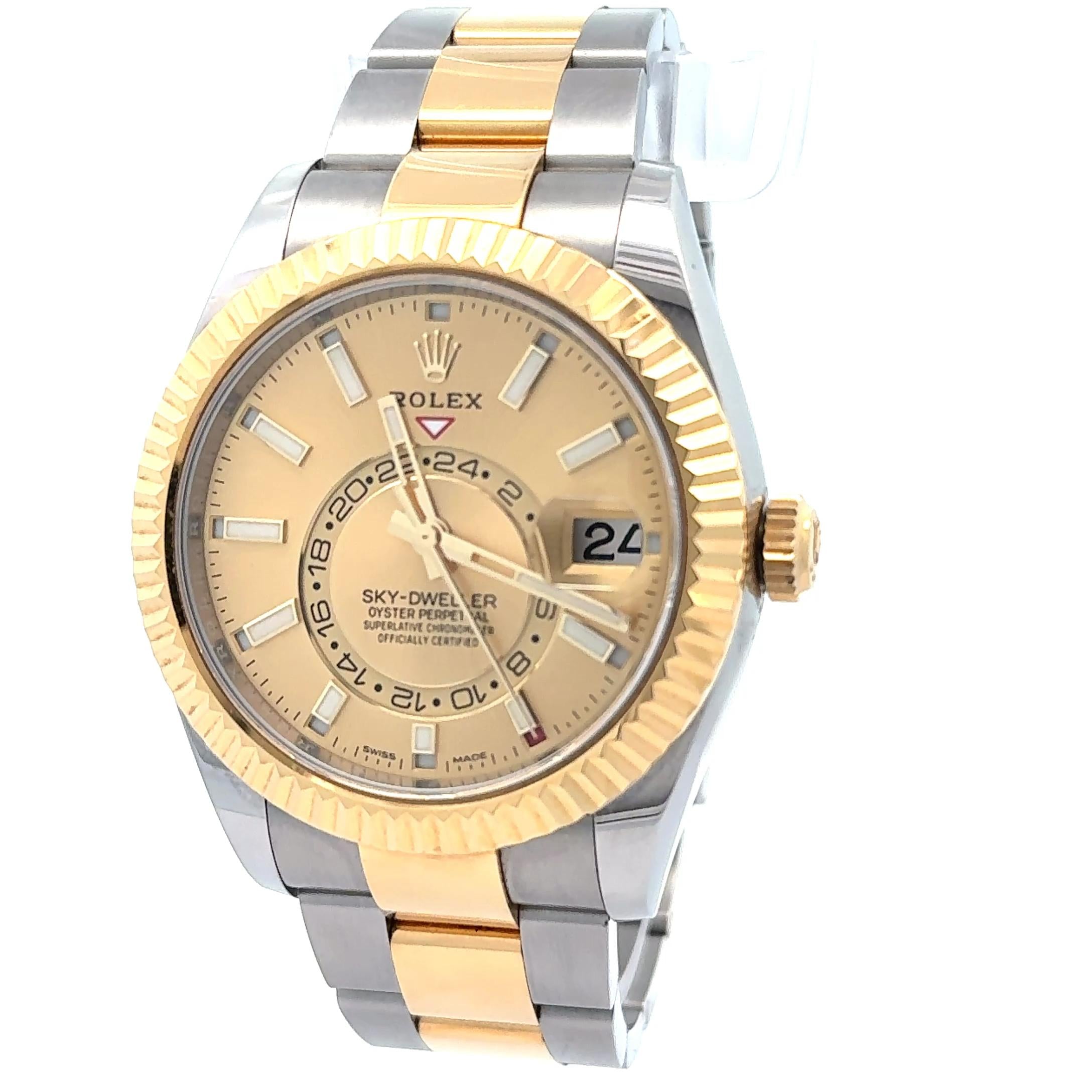 Rolex 2022 Sky-Dweller 326933 Two Tone Champagne Dial Watch w/ Box and Papers