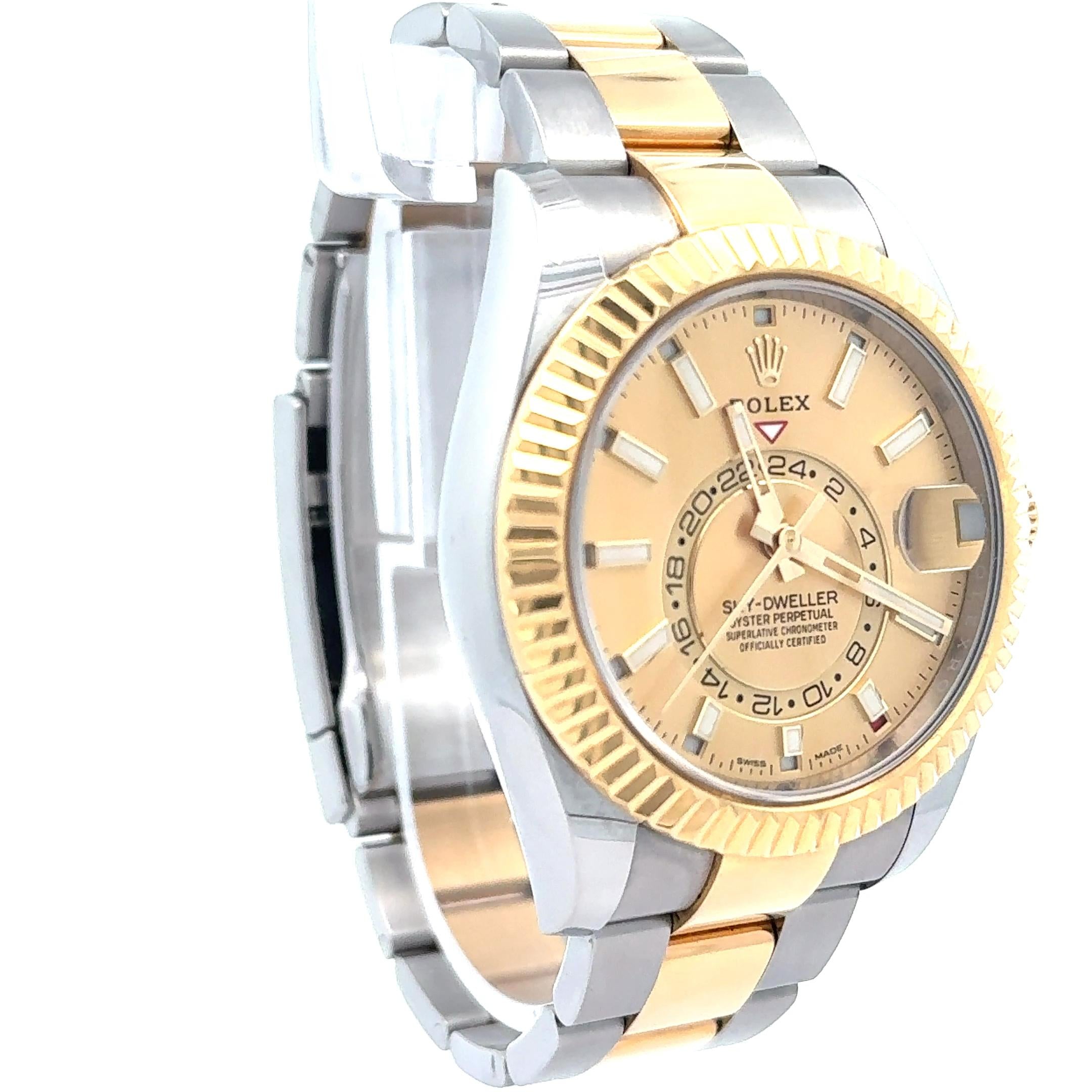 Rolex 2022 Sky-Dweller 326933 Two Tone Champagne Dial Watch w/ Box and Papers