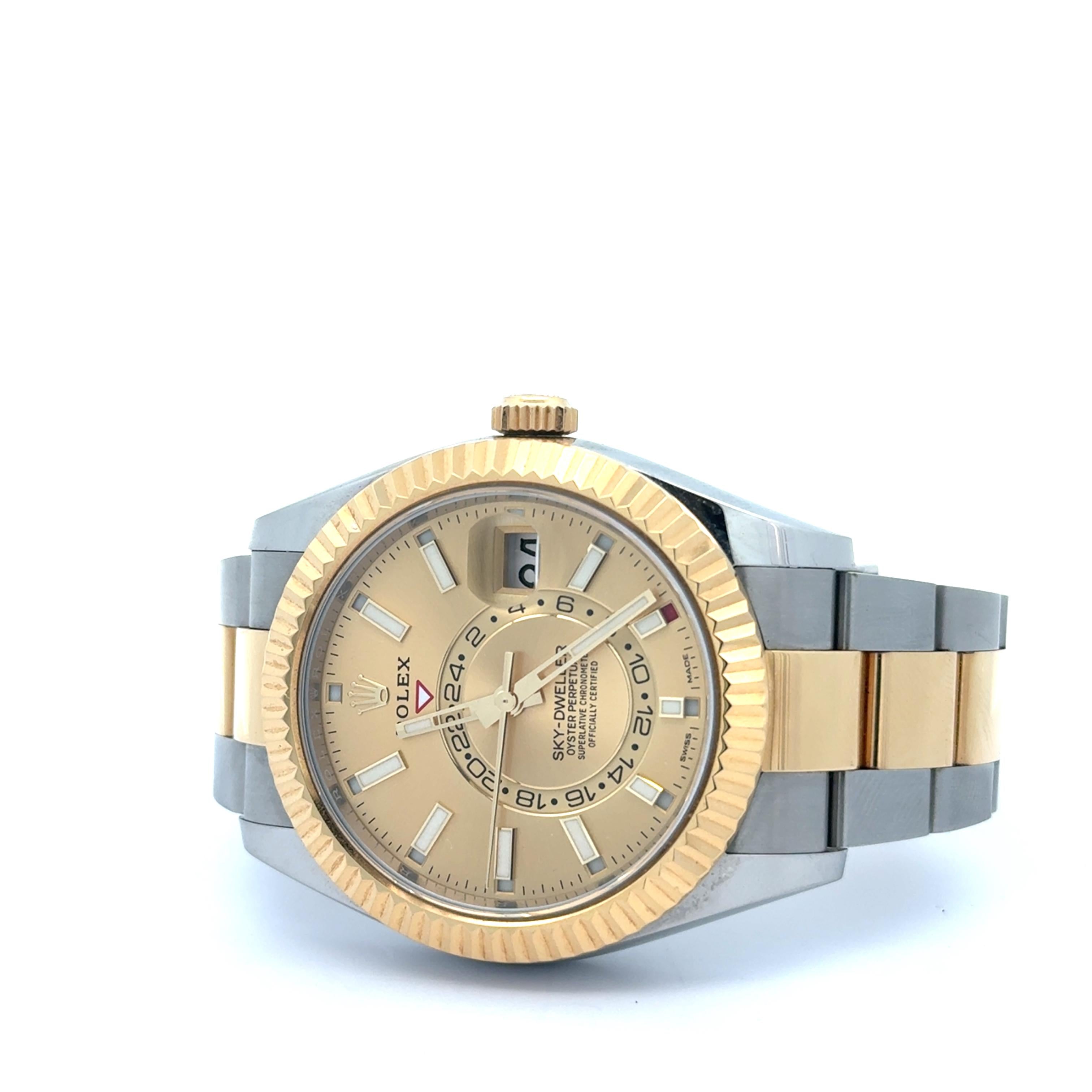 Rolex 2022 Sky-Dweller 326933 Two Tone Champagne Dial Watch w/ Box and Papers