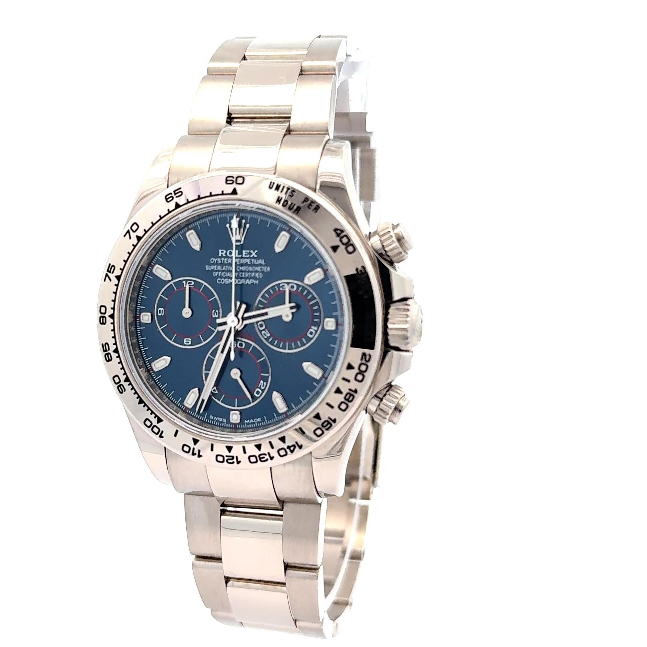 Rolex 2020 Daytona 116509 White Gold Blue Dial 40mm Watch w/ Box and Papers
