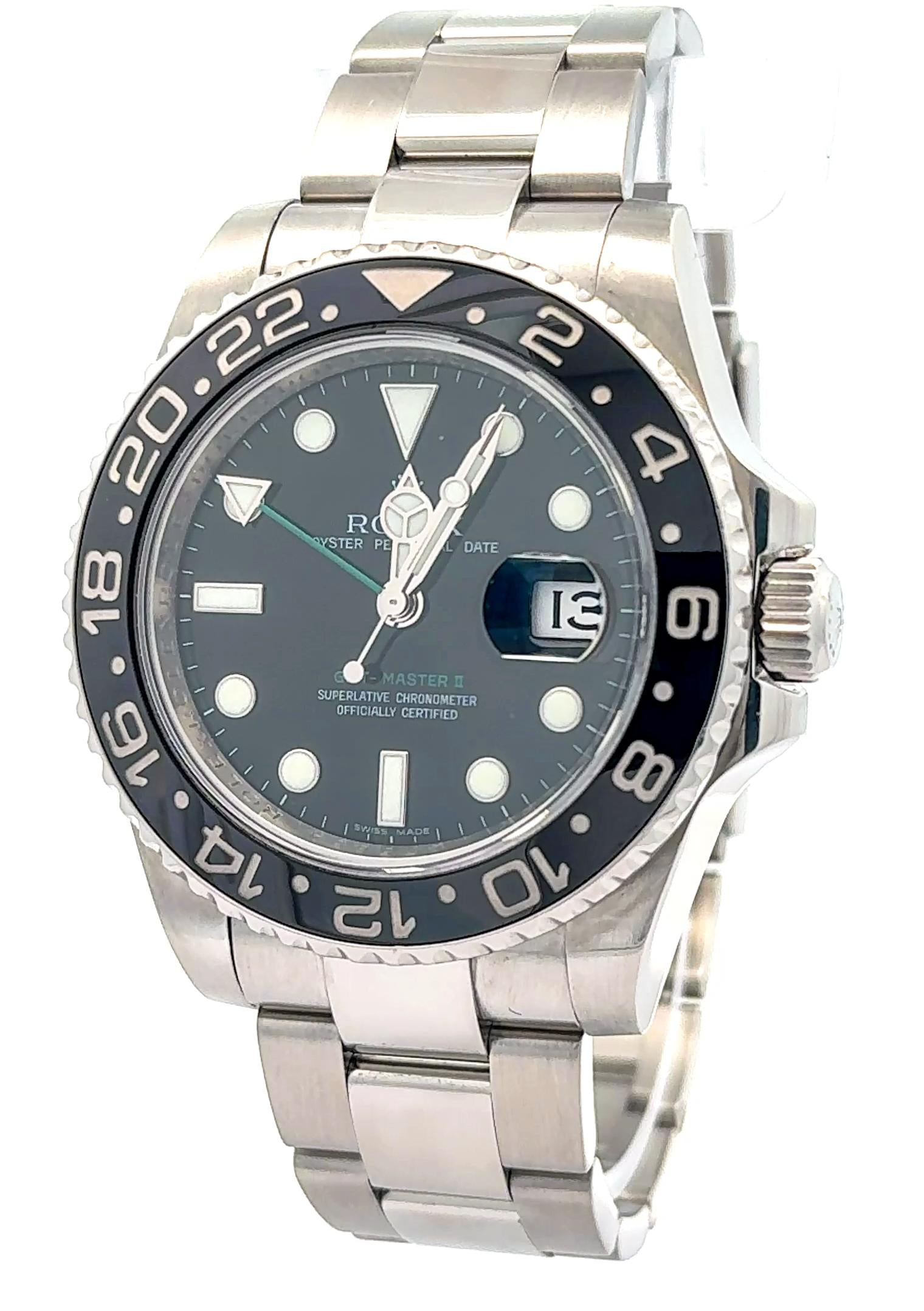 Rolex 2008 GMT-Master II 116710N Stainless Oyster Watch w/ Box and Card