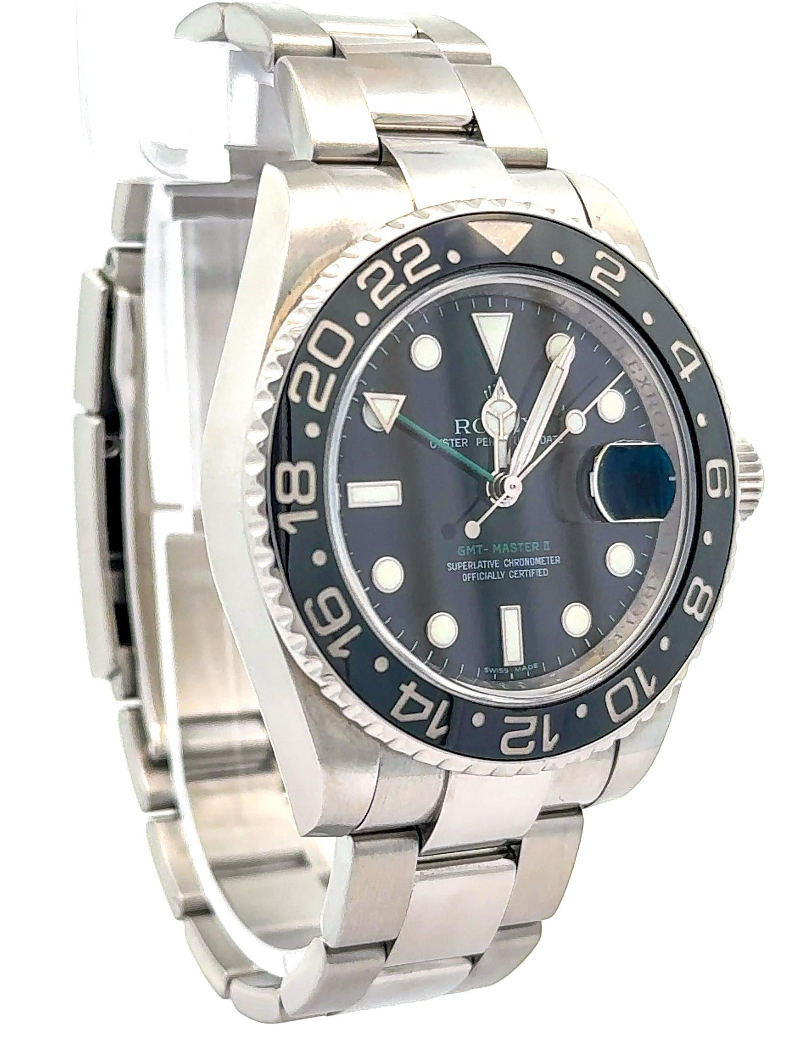 Rolex 2008 GMT-Master II 116710N Stainless Oyster Watch w/ Box and Card