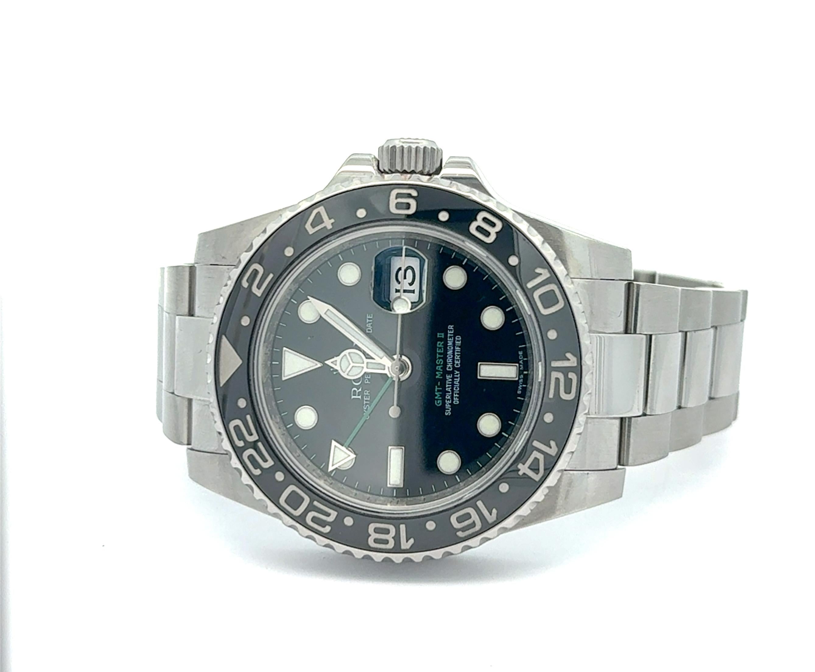 Rolex 2008 GMT-Master II 116710N Stainless Oyster Watch w/ Box and Card