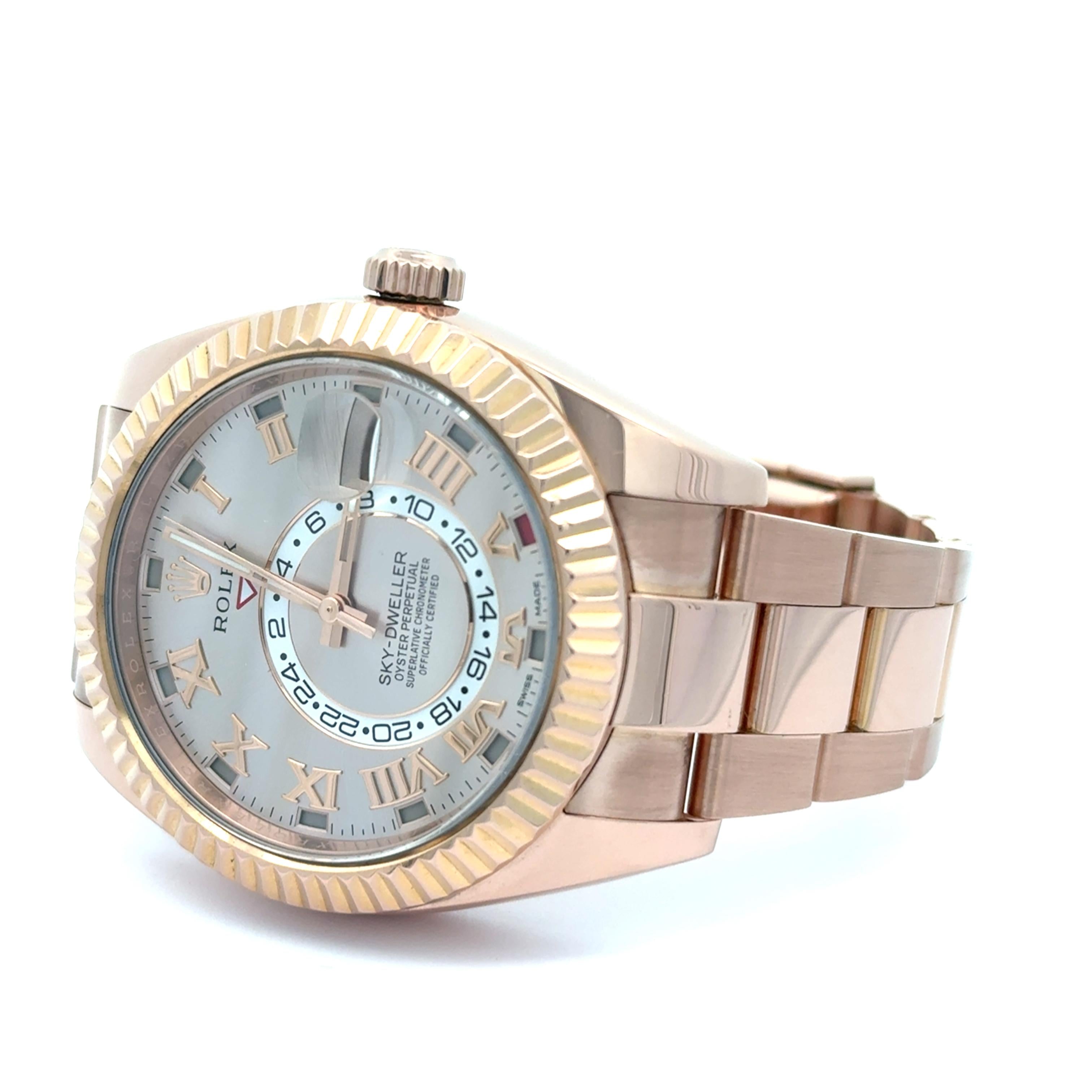 Rolex 2017 Sky Dweller 326935 Rose Gold Pink Sundust Dial Watch w/Box and Papers