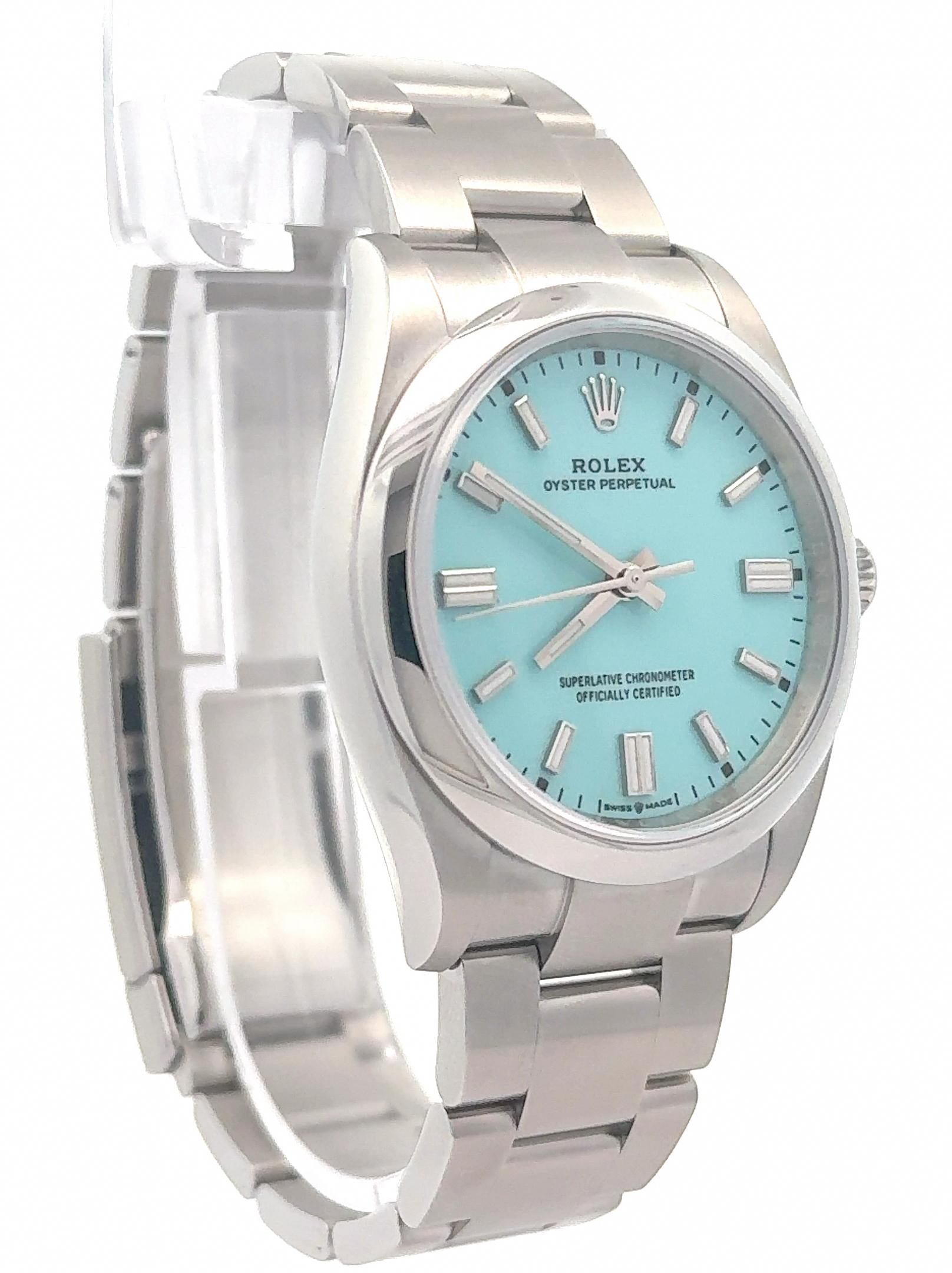 Rolex 2025 Oyster Perpetual 126000 36mm Turquoise Dial Stainless Watch FULL SET