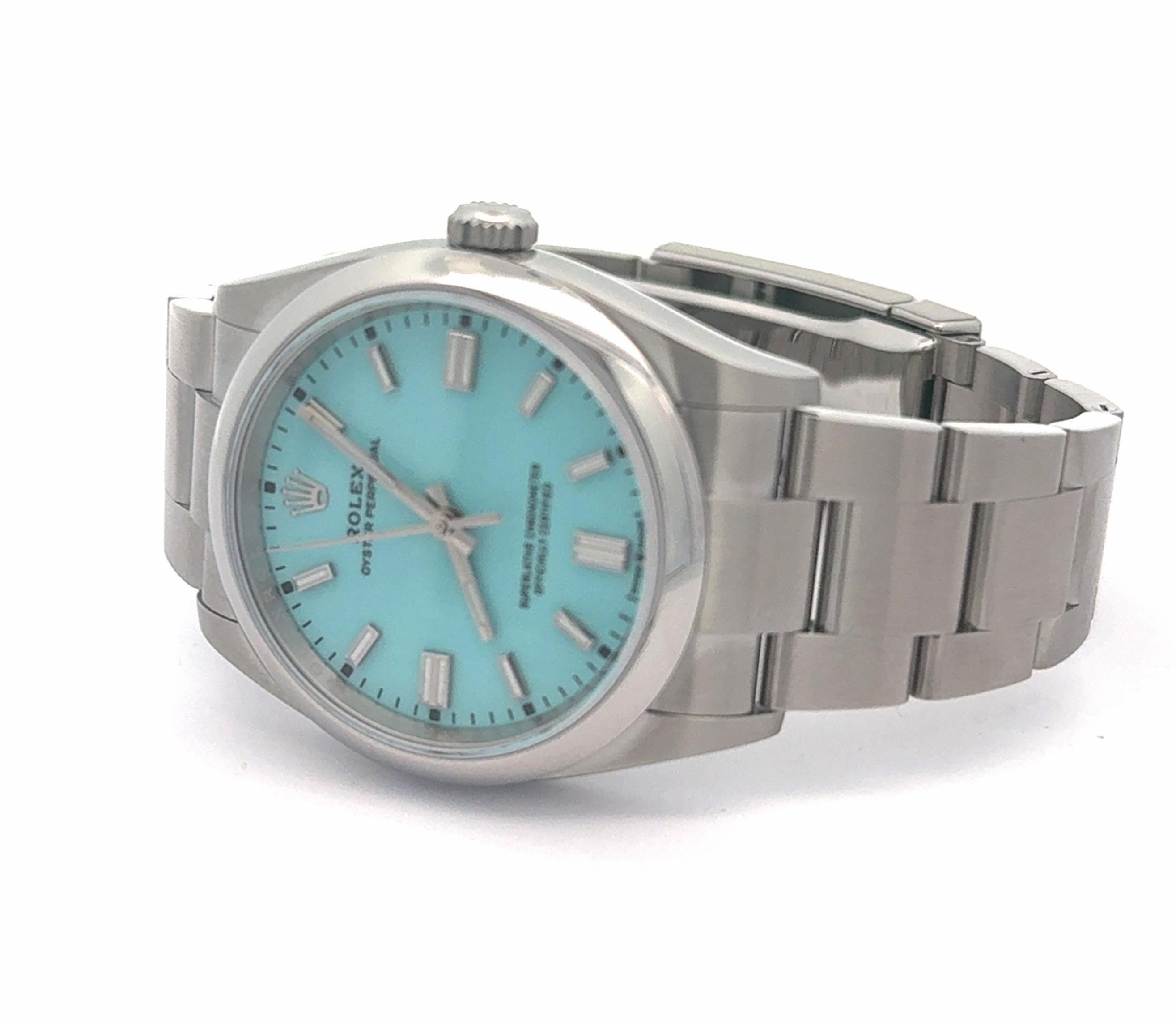 Rolex 2025 Oyster Perpetual 126000 36mm Turquoise Dial Stainless Watch FULL SET