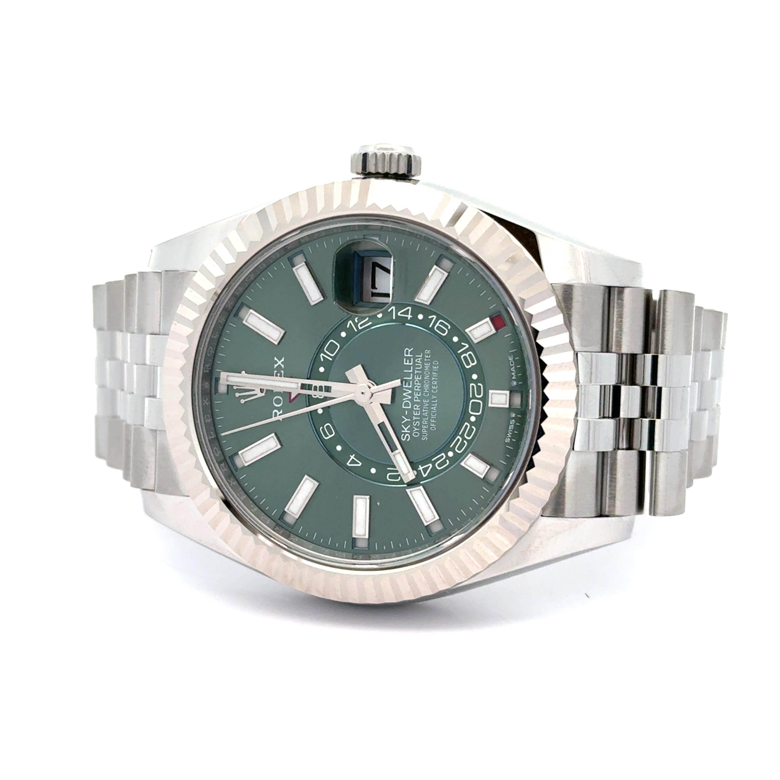 Rolex 2025 Sky-Dweller 336934 Mint Green Dial Stainless Watch w/ Box and Papers