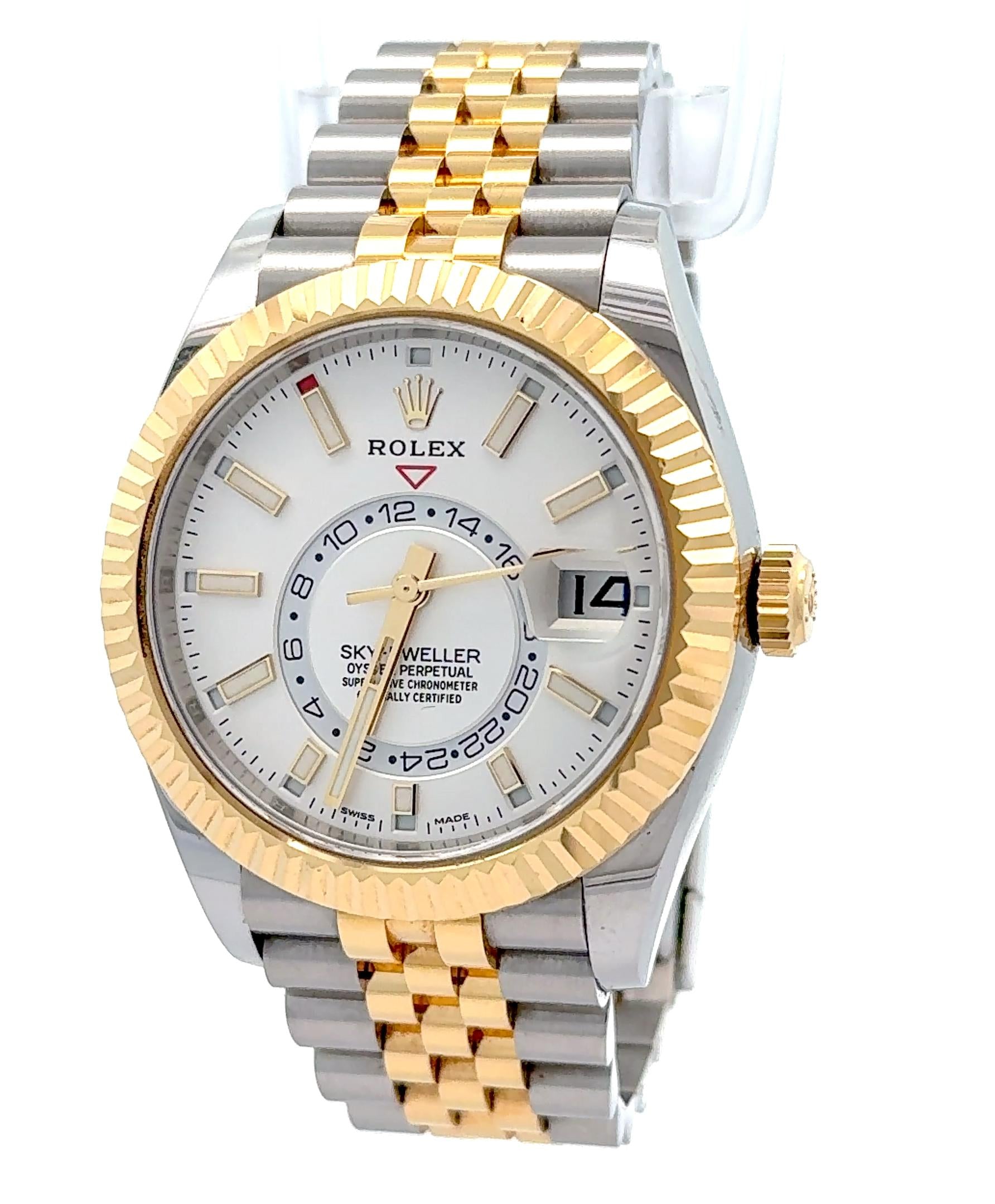 Rolex 2021 Sky-Dweller 326933 White Dial Two-Tone Jubilee 42mm Watch w/ Full Set