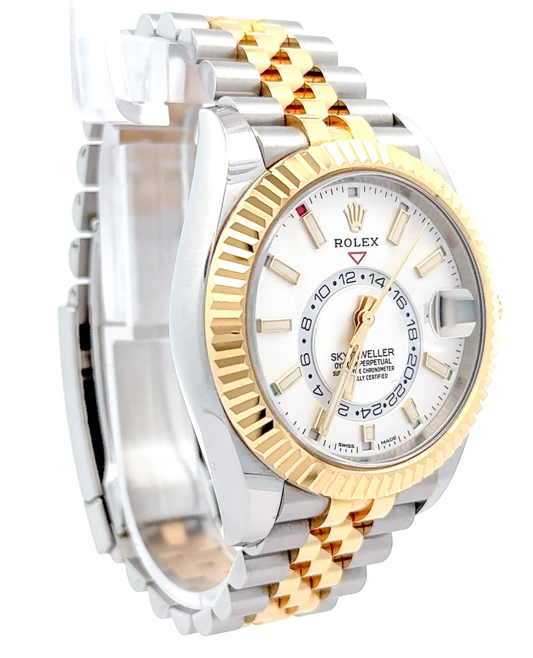 Rolex 2021 Sky-Dweller 326933 White Dial Two-Tone Jubilee 42mm Watch w/ Full Set