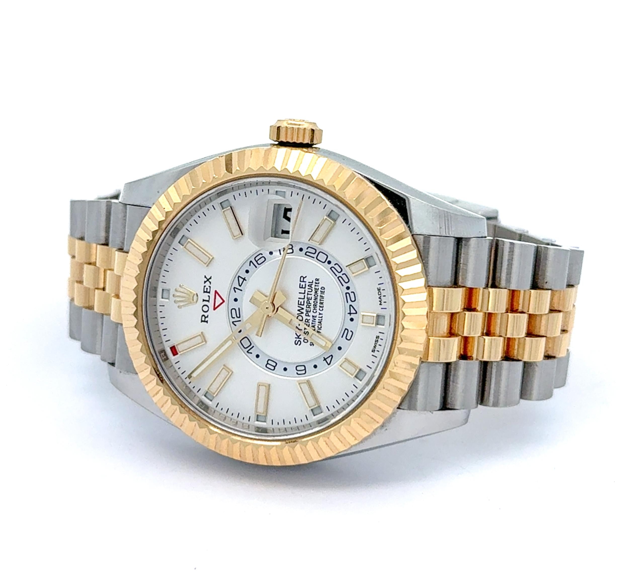 Rolex 2021 Sky-Dweller 326933 White Dial Two-Tone Jubilee 42mm Watch w/ Full Set