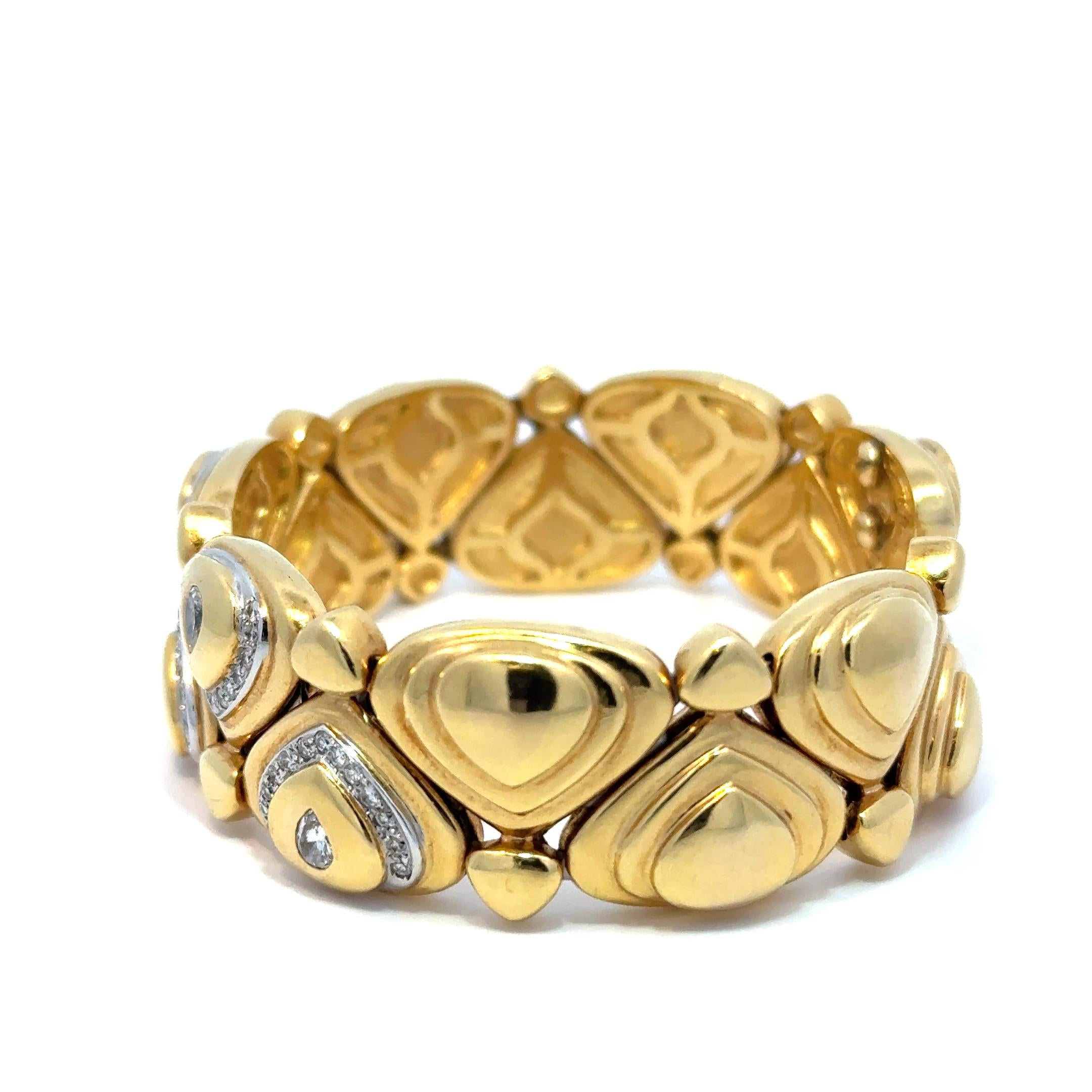 18k Yellow Gold 4.0ct VS Diamond Cuff Bangle Bracelet