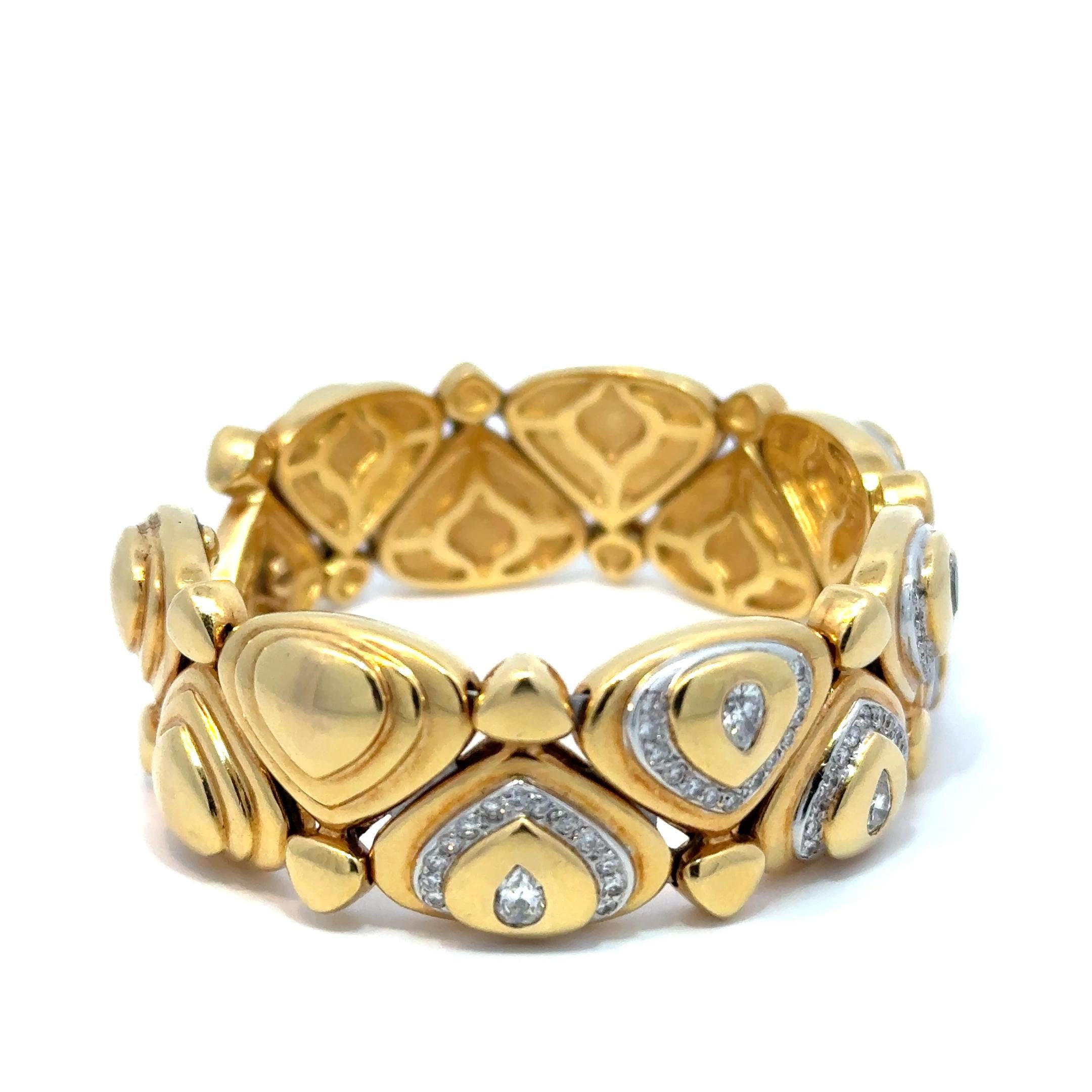 18k Yellow Gold 4.0ct VS Diamond Cuff Bangle Bracelet