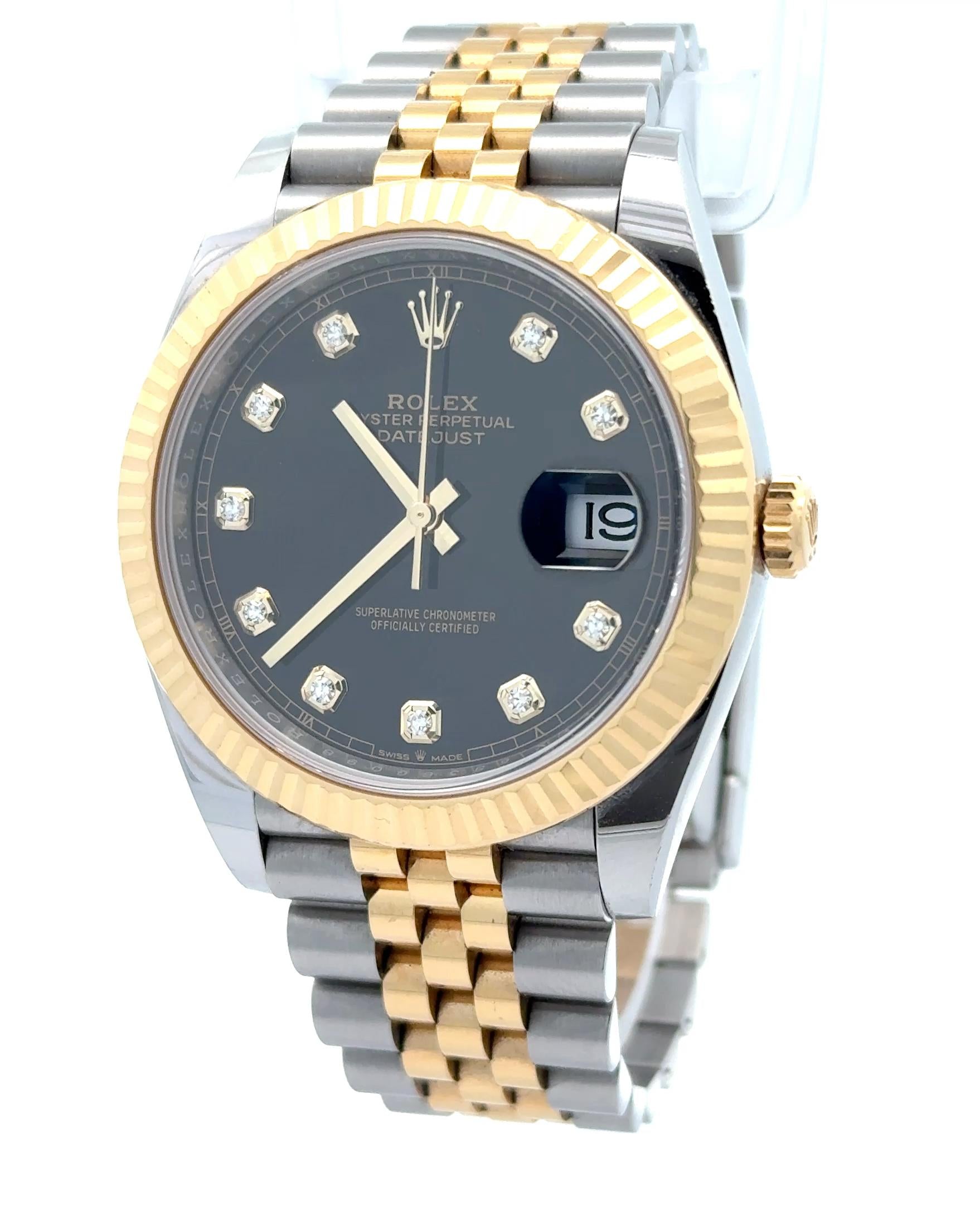 Rolex 2021 Datejust 126333 Two Tone Black Diamond Dial Watch w/ Box and Papers