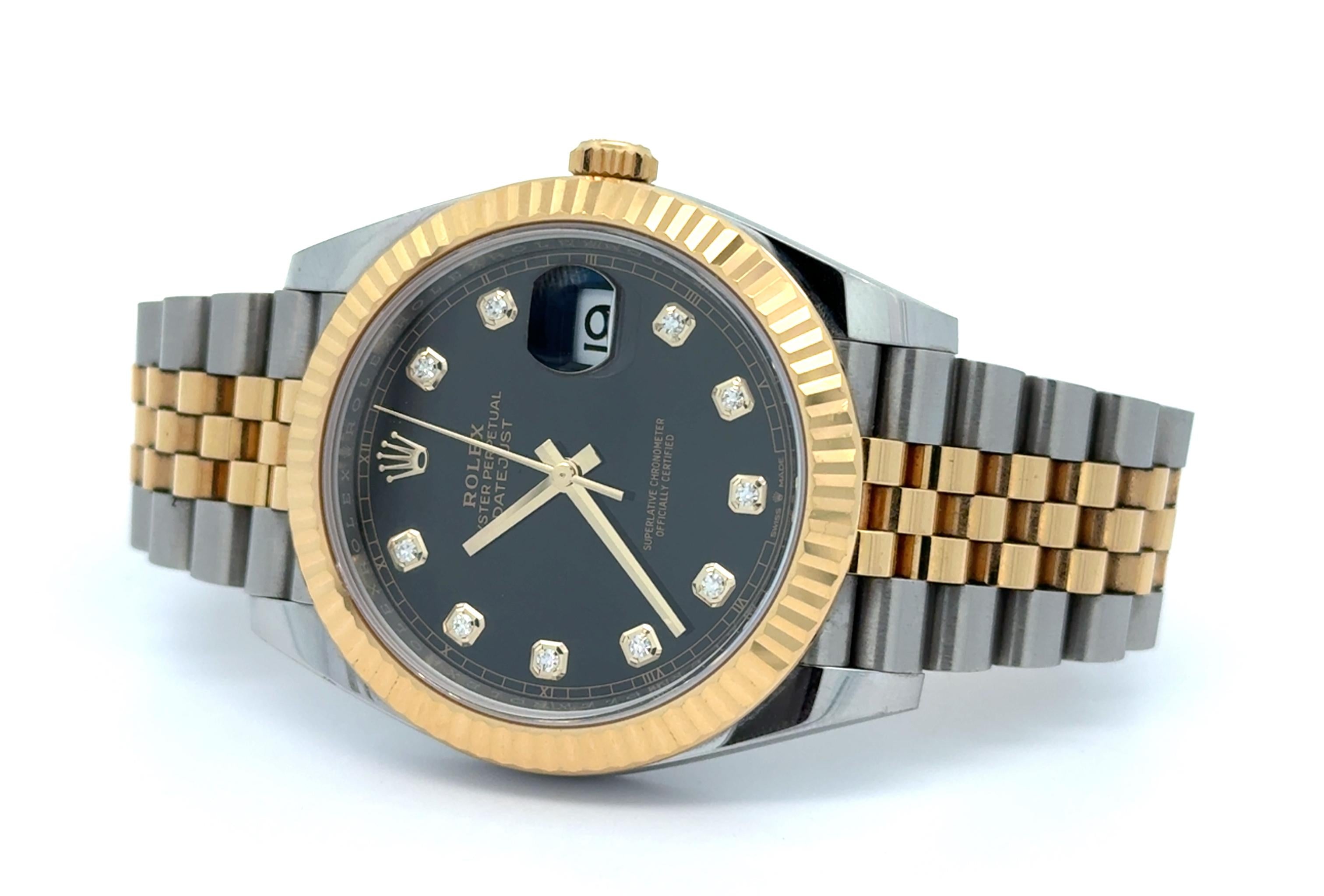 Rolex 2021 Datejust 126333 Two Tone Black Diamond Dial Watch w/ Box and Papers