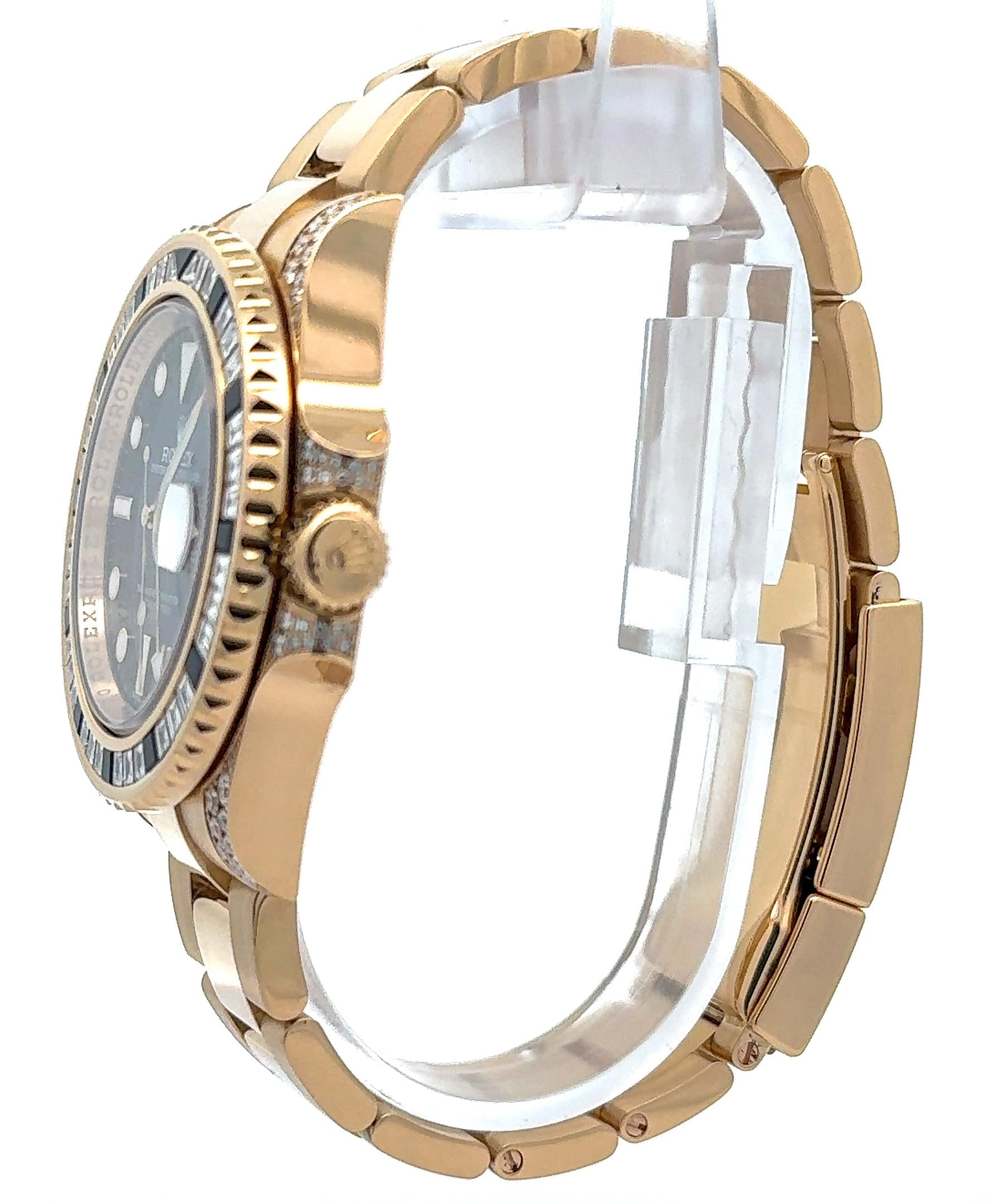 Rolex 2018 GMT-Master II 116758SANR Yellow Gold Black Sapphire and Diamond Watch