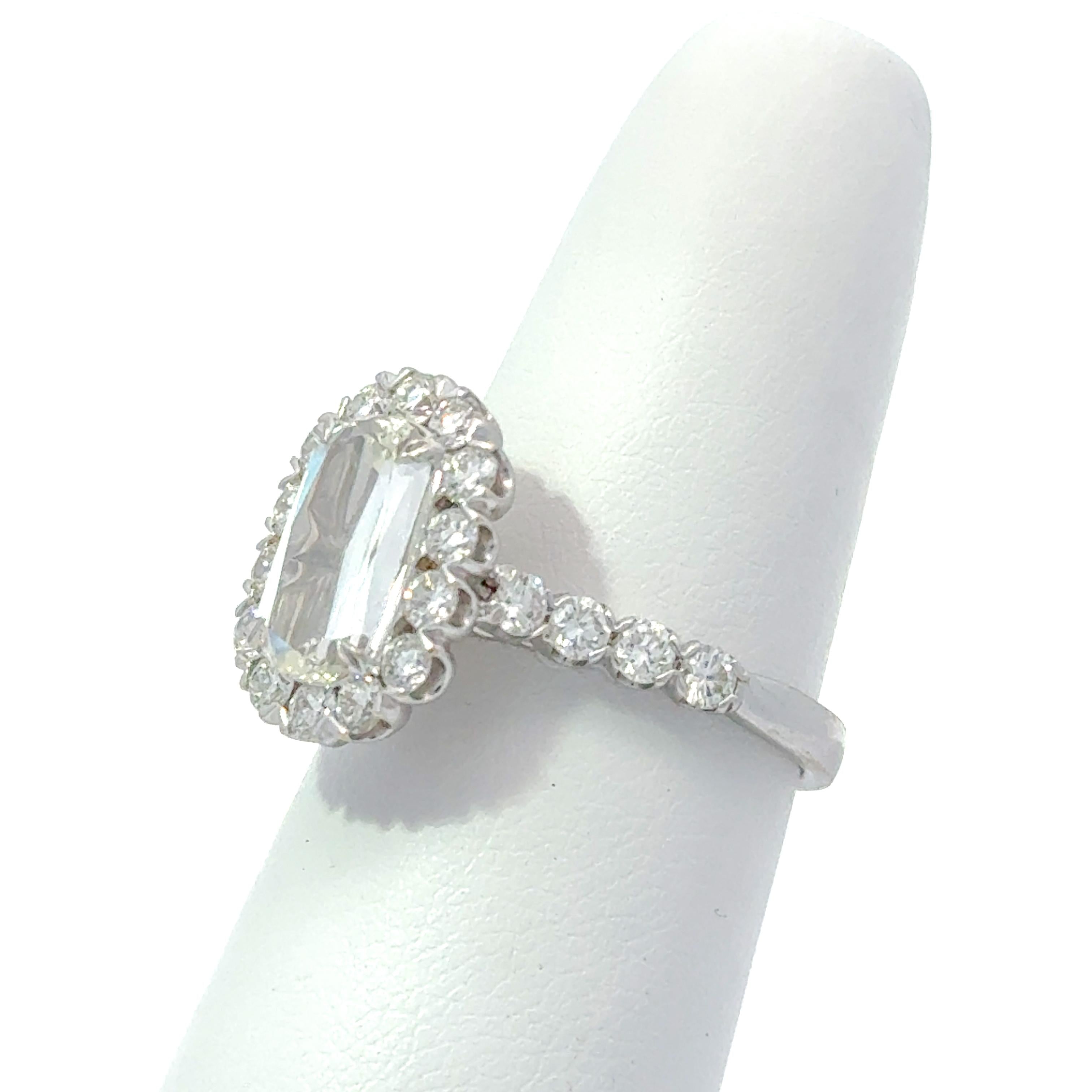 GIA Report 1.35ct Mod. Rectangular G/SI2 Diamond Engagement Ring Size 6.75